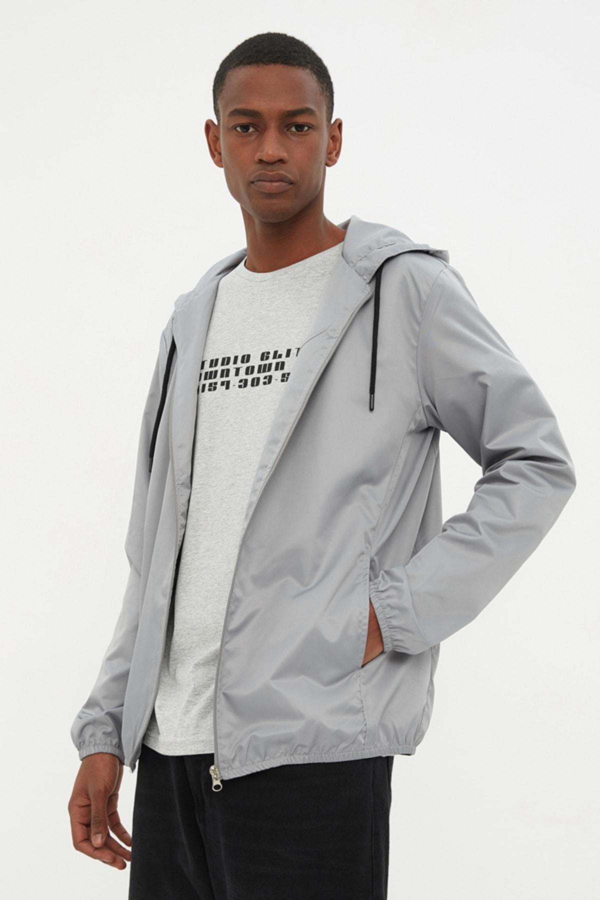 Gray Hooded Puffer Jacket, Gray, large image number 5