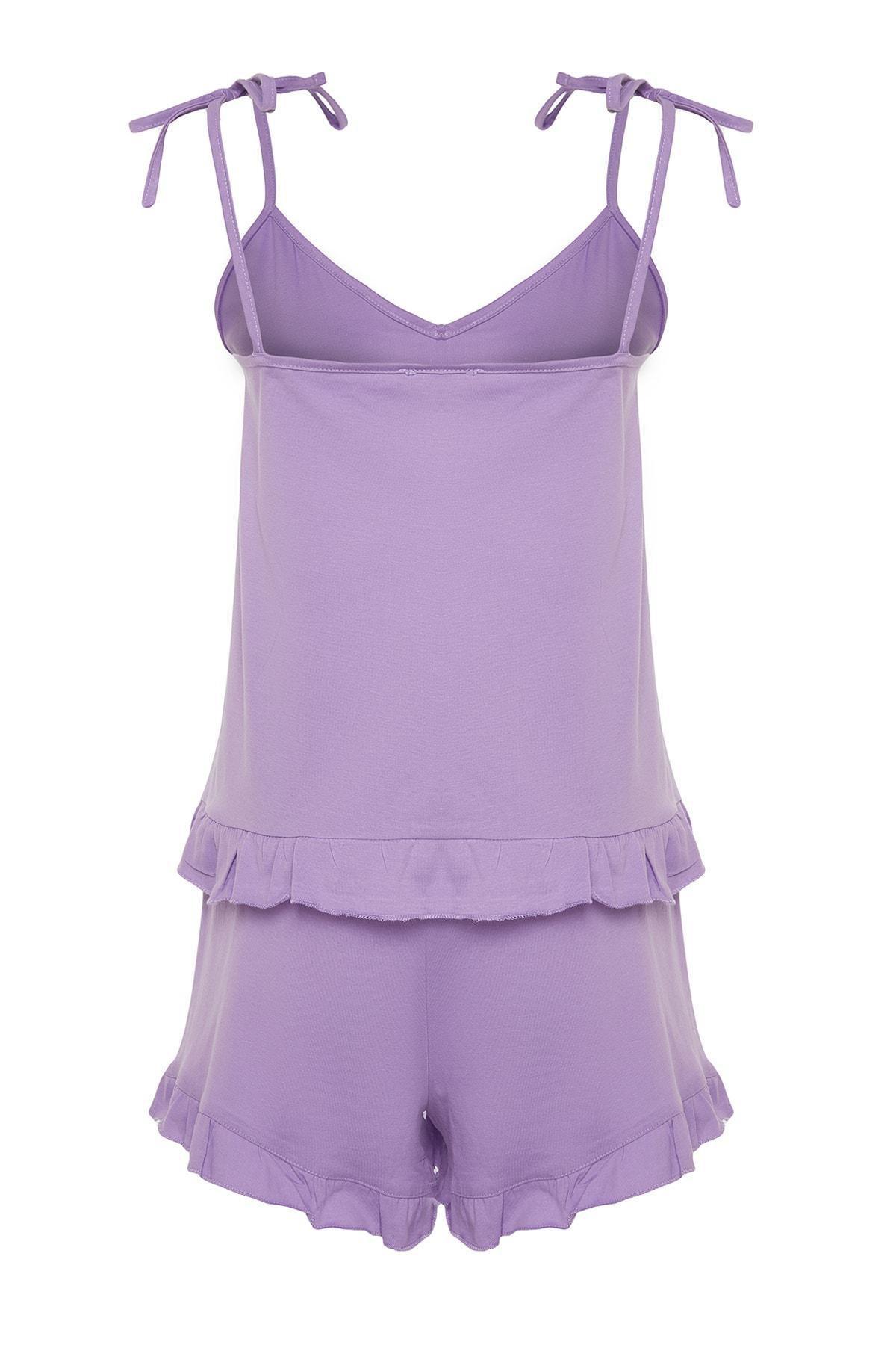 Purple Plain Plus Size Pajama Set, , large image number 7
