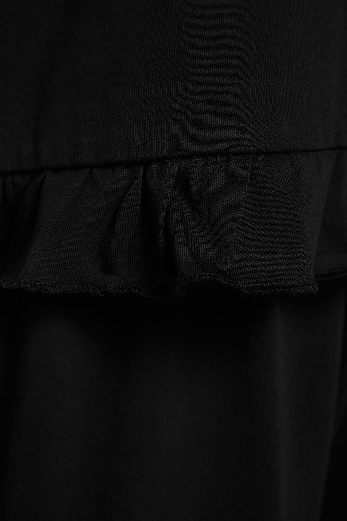 Black Plain Plus Size Pajama Set, , large image number 6