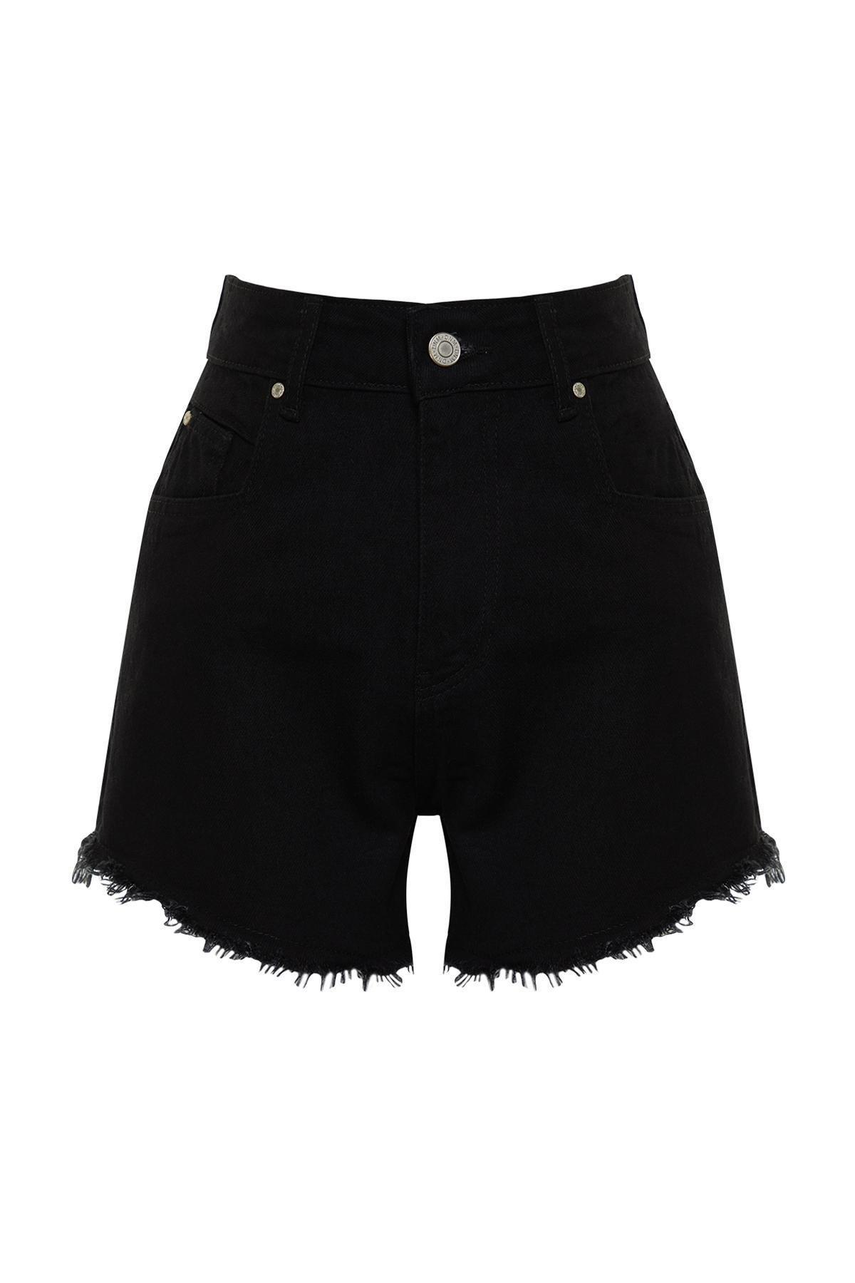 Black Denim Shorts, , large image number 5