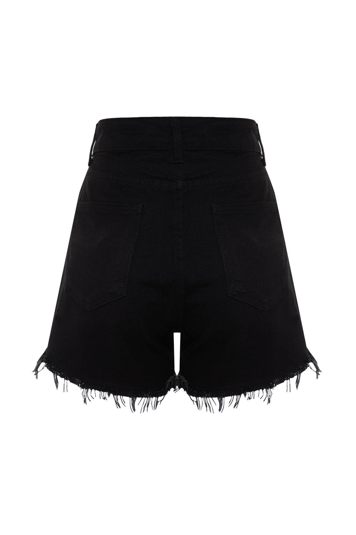 Black Denim Shorts, , large image number 6
