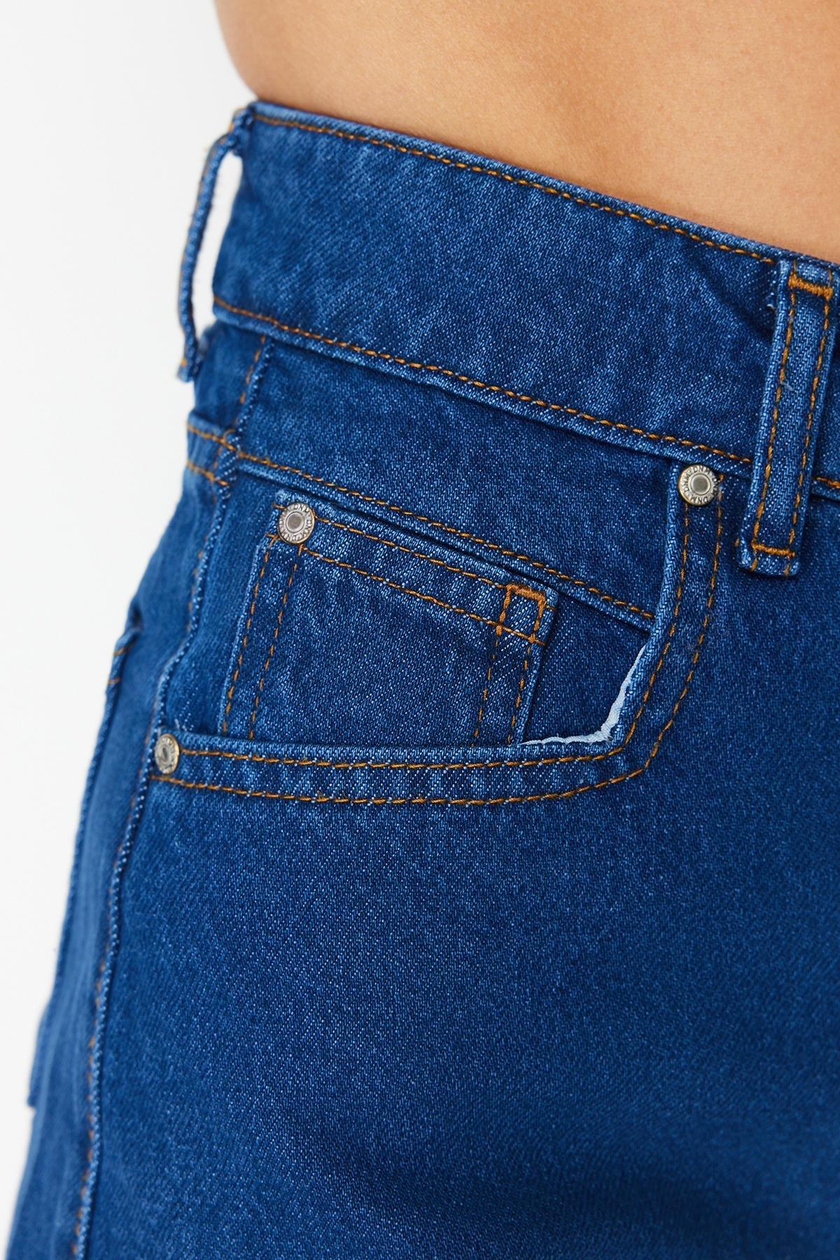 Blue Ripped Denim Shorts , , large image number 4