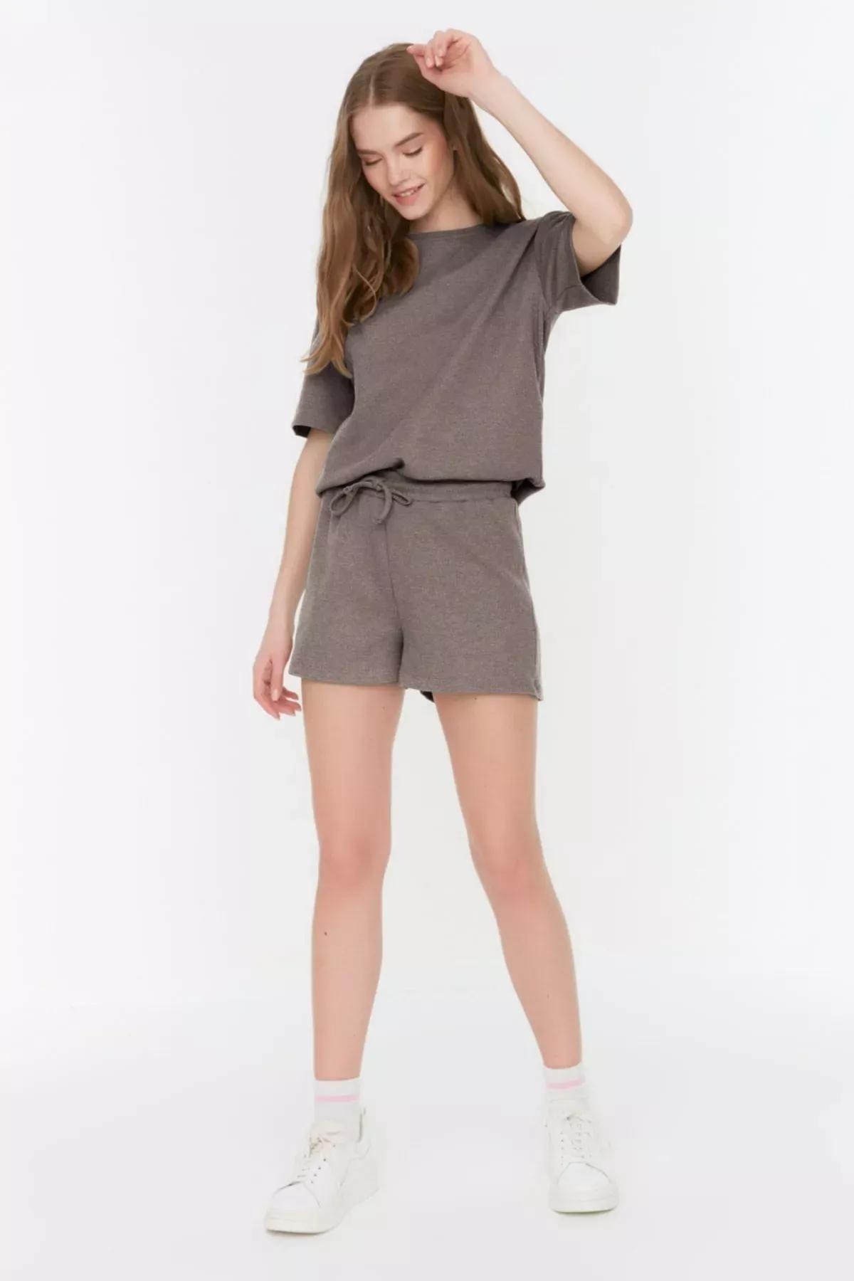 Brown Waffle Knit Pajama Set of 2, , large image number 1