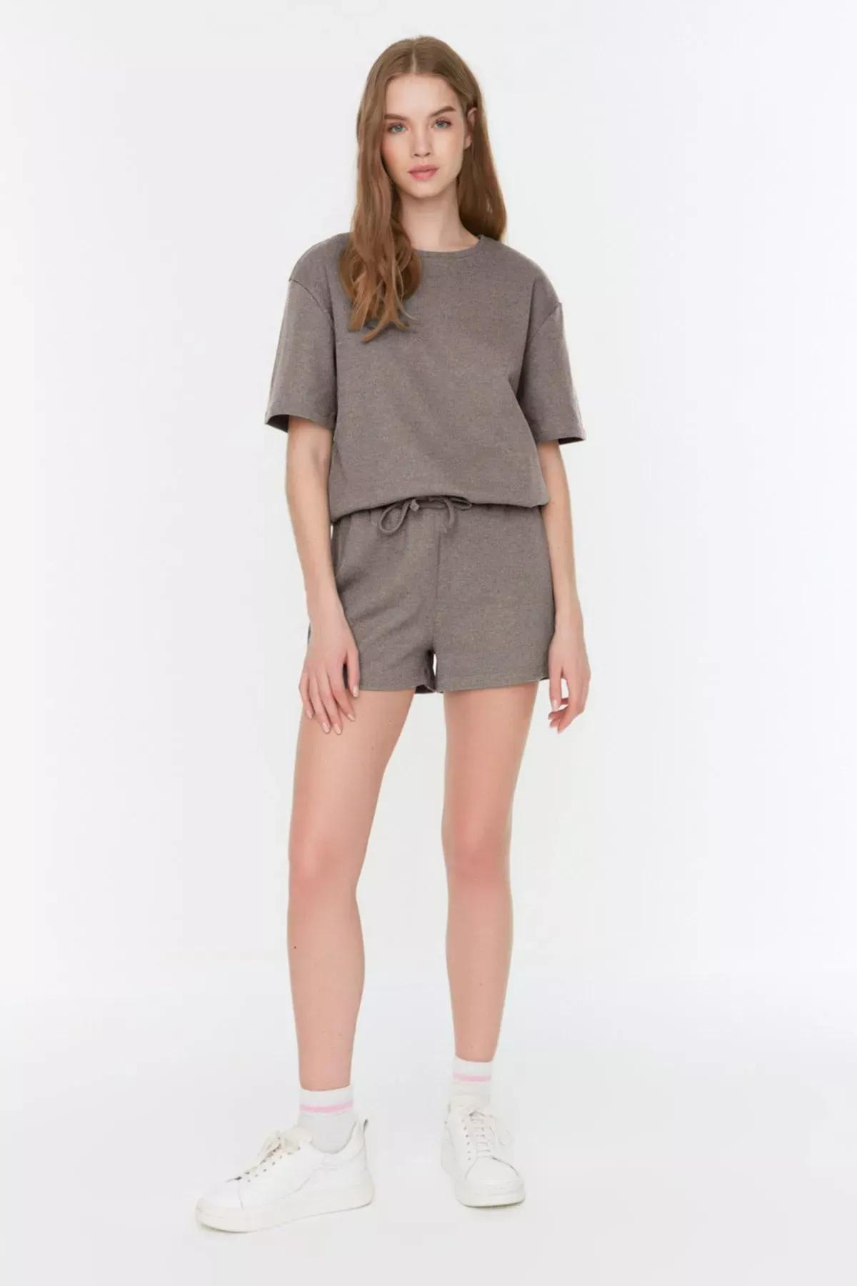 Brown Waffle Knit Pajama Set of 2, , large image number 3