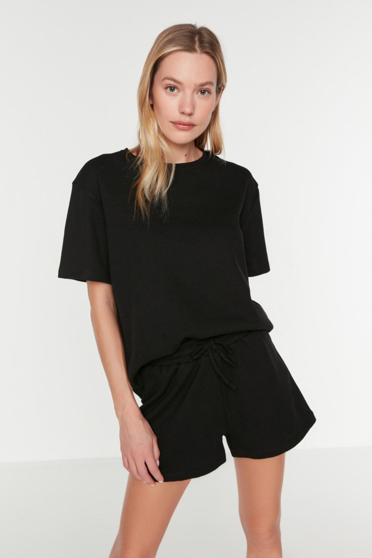 Black Plain Pajama Set, , large image number 0