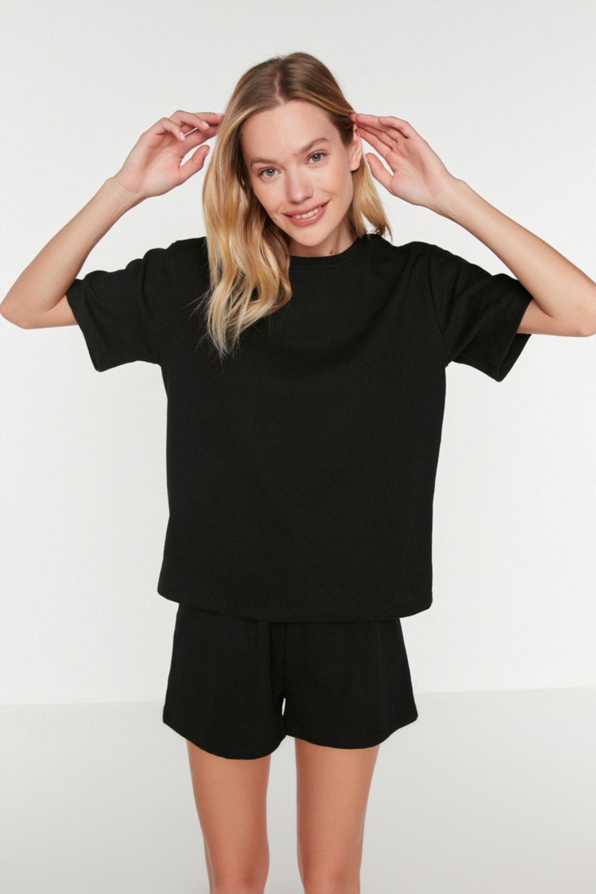 Black Plain Pajama Set, , large image number 2
