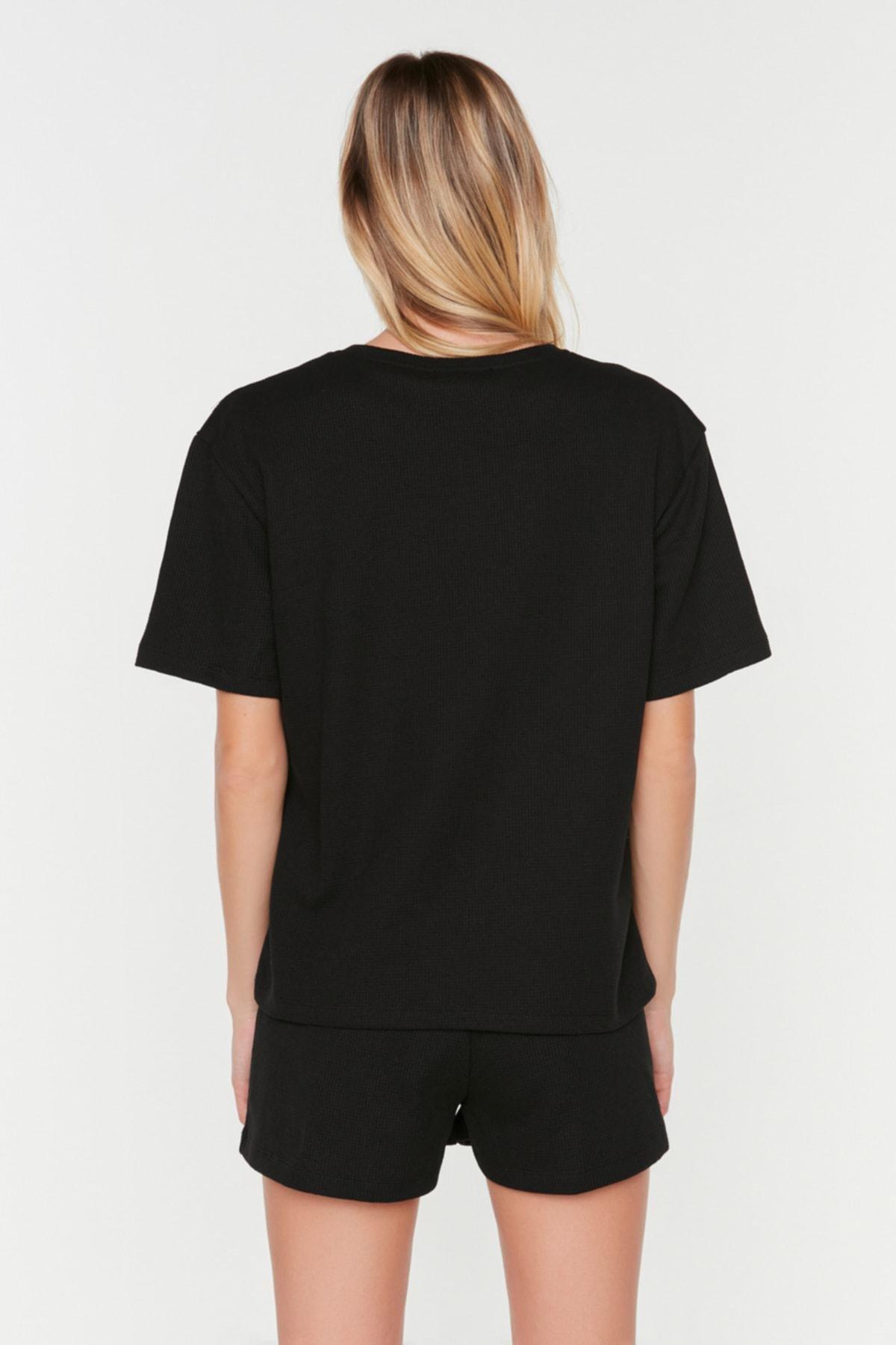 Black Plain Pajama Set, , large image number 3