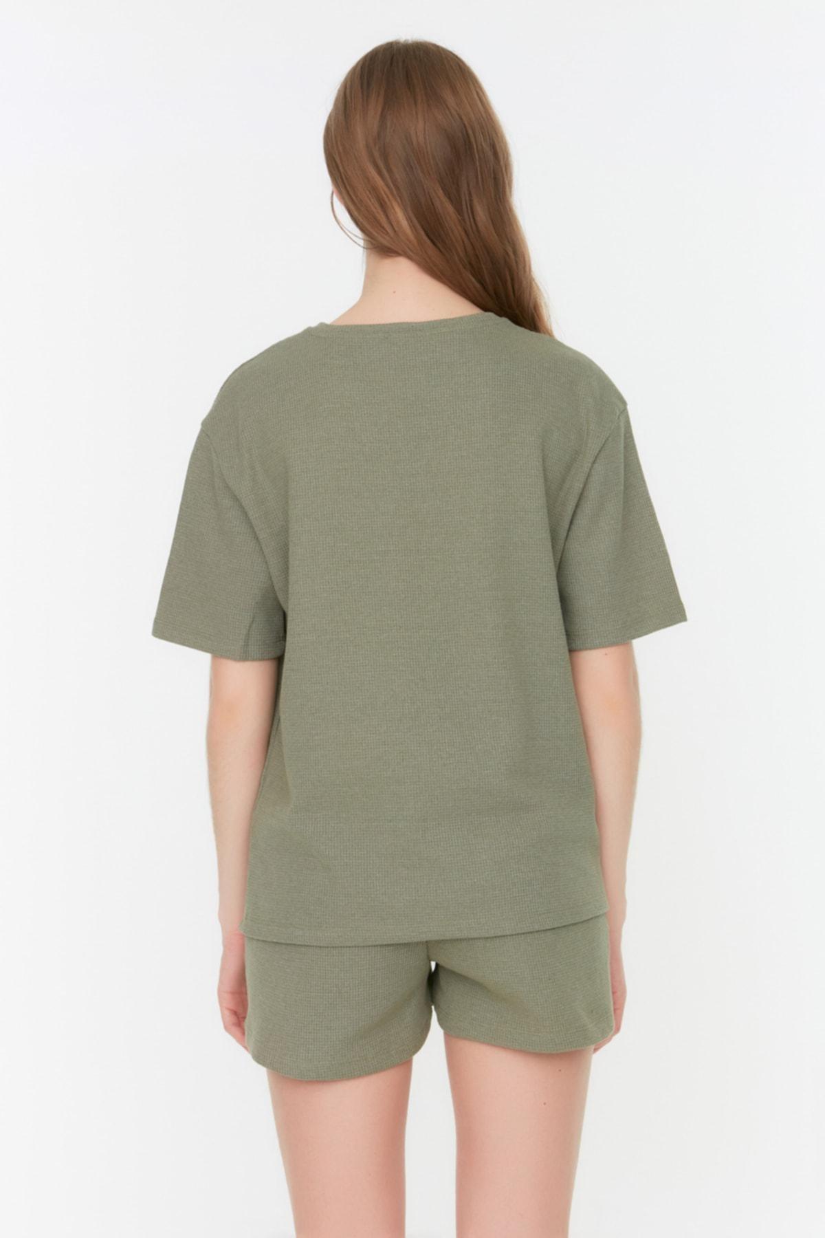 Khaki Plain Pajama Set, , large image number 3