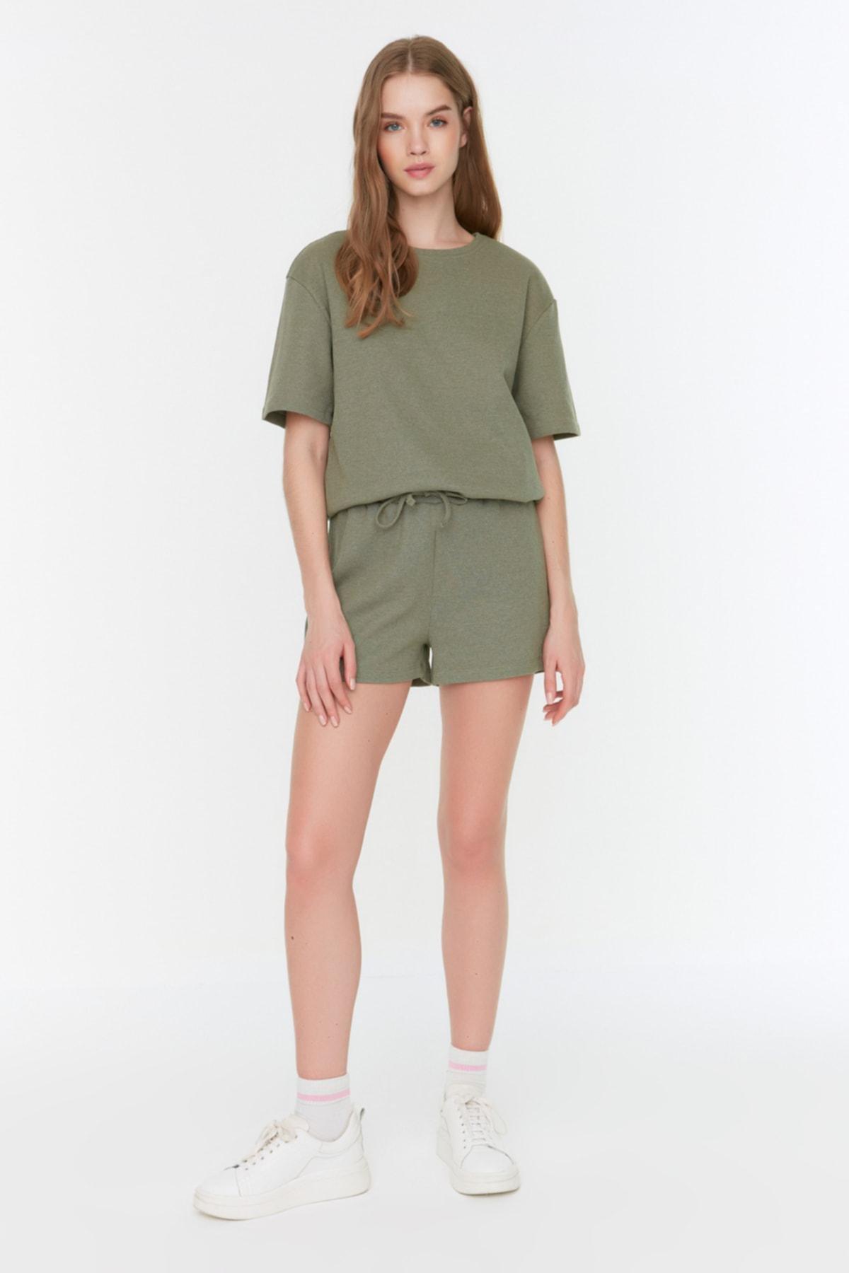 Khaki Plain Pajama Set, , large image number 4