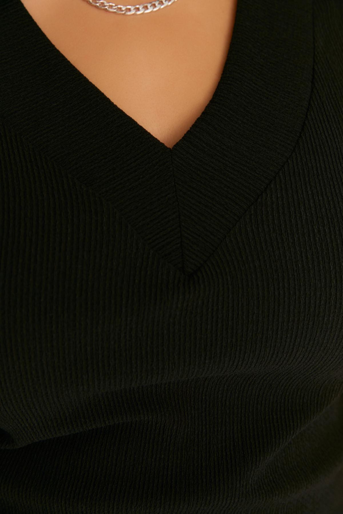 Black Basic Plus Size Dress, , large image number 3