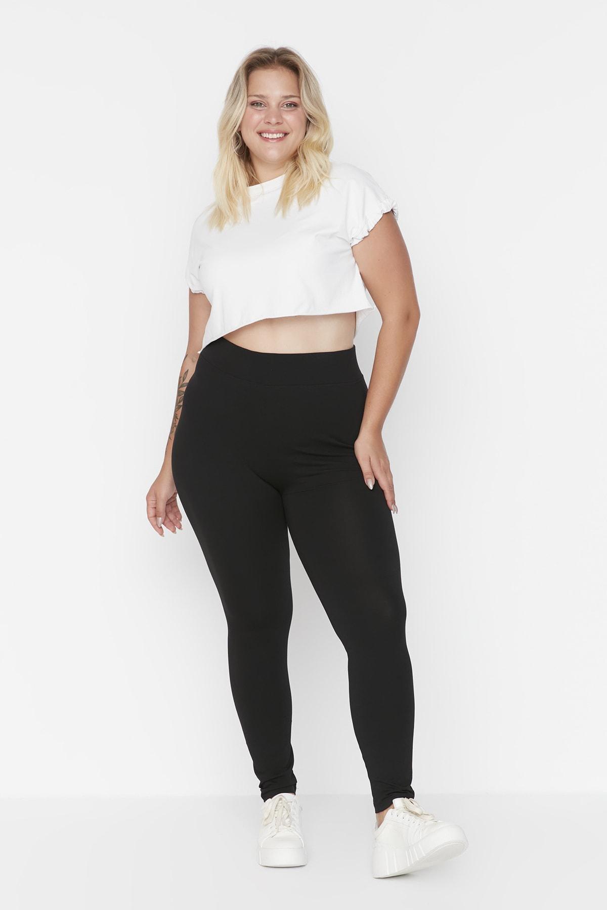 Black High Waist Plus Size Leggings, , large image number 3