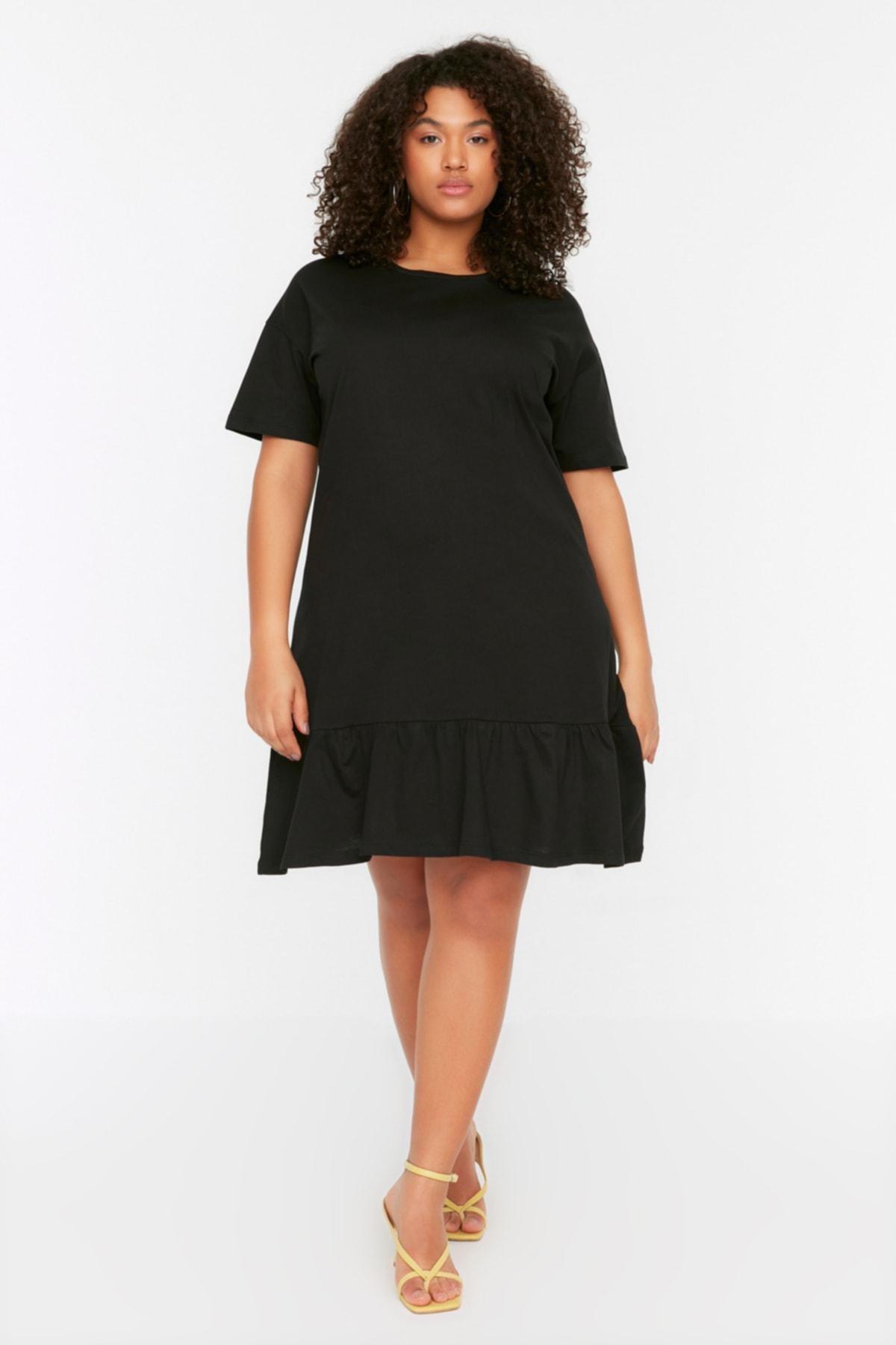 Black Jersey Plus Size Dress, , large image number 0