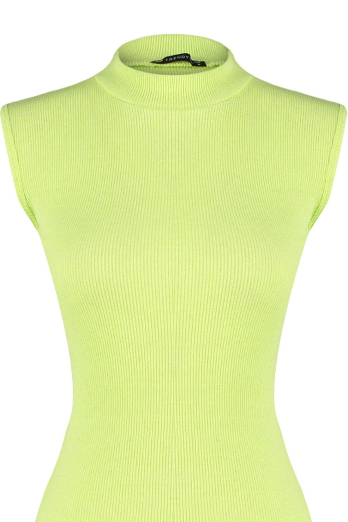 Green Mini Ribbed Knitted Dress, , large image number 6
