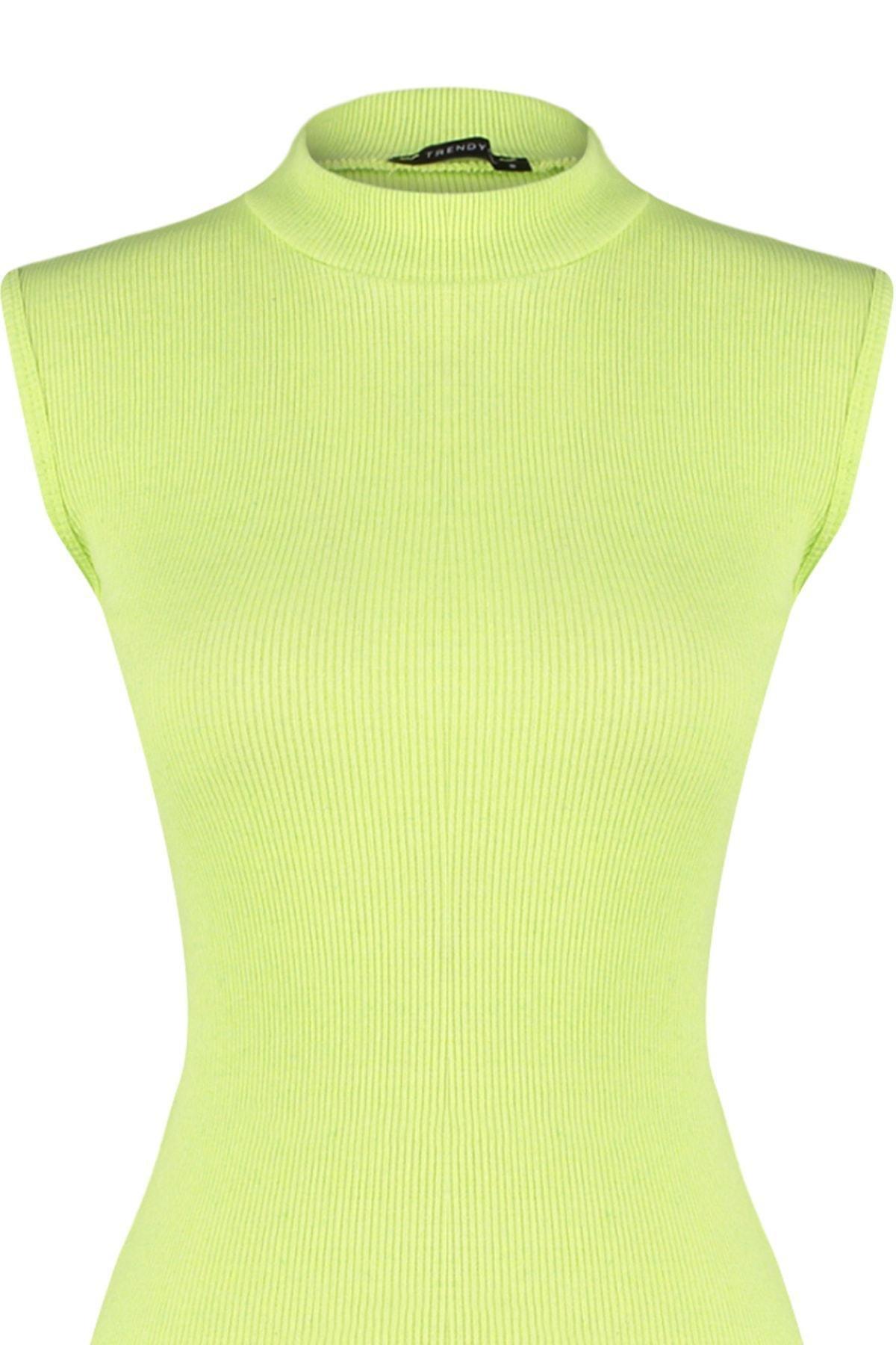 Trendyol - Green Mini Ribbed Knitted Dress