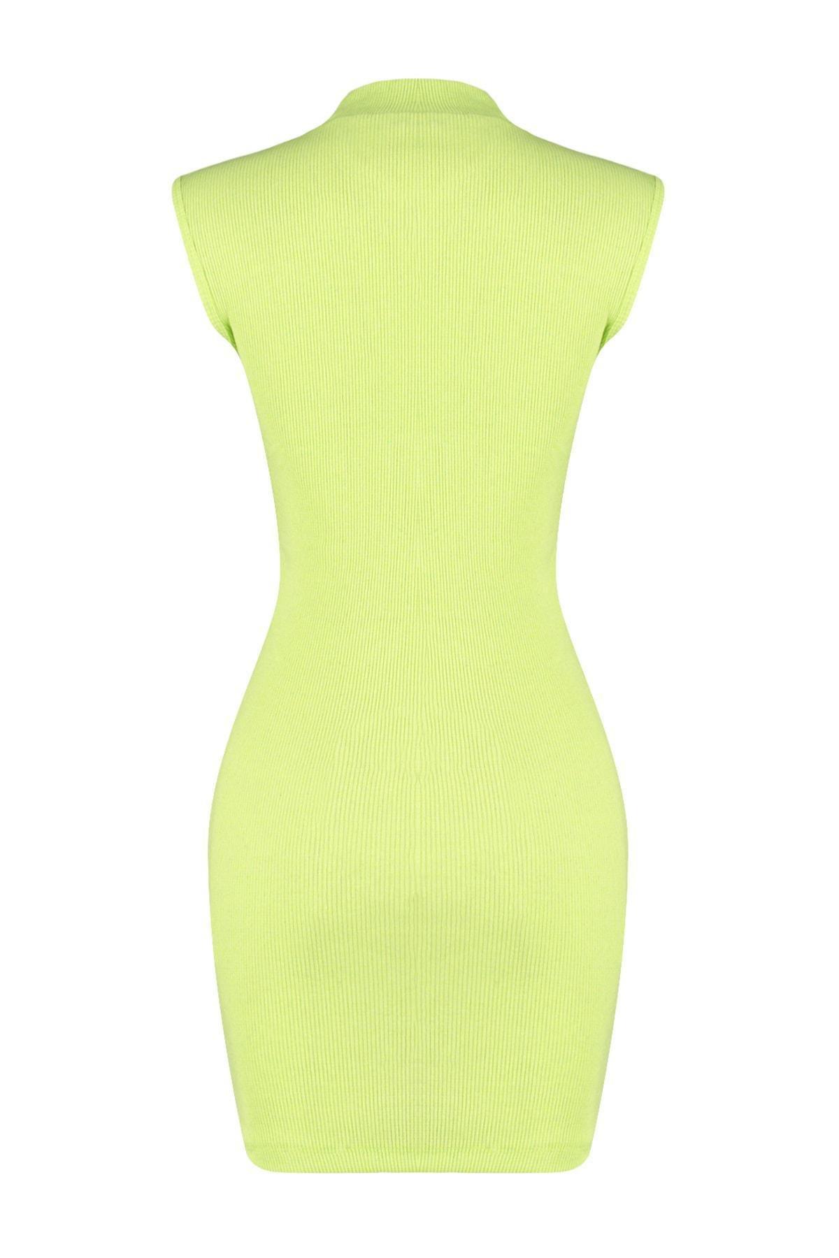 Trendyol - Green Mini Ribbed Knitted Dress