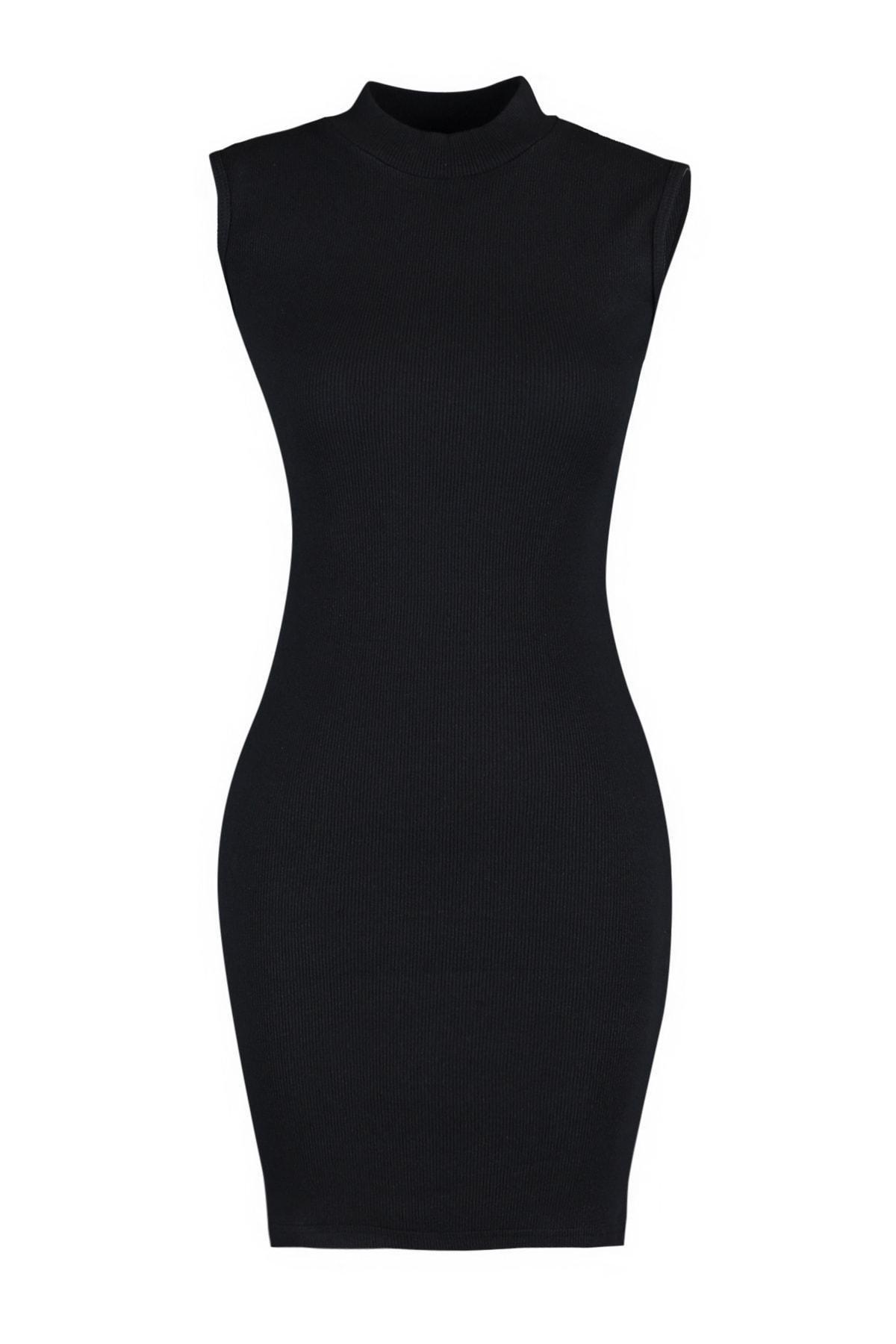 Black Crew Neck Bodycon Dress, , large image number 4