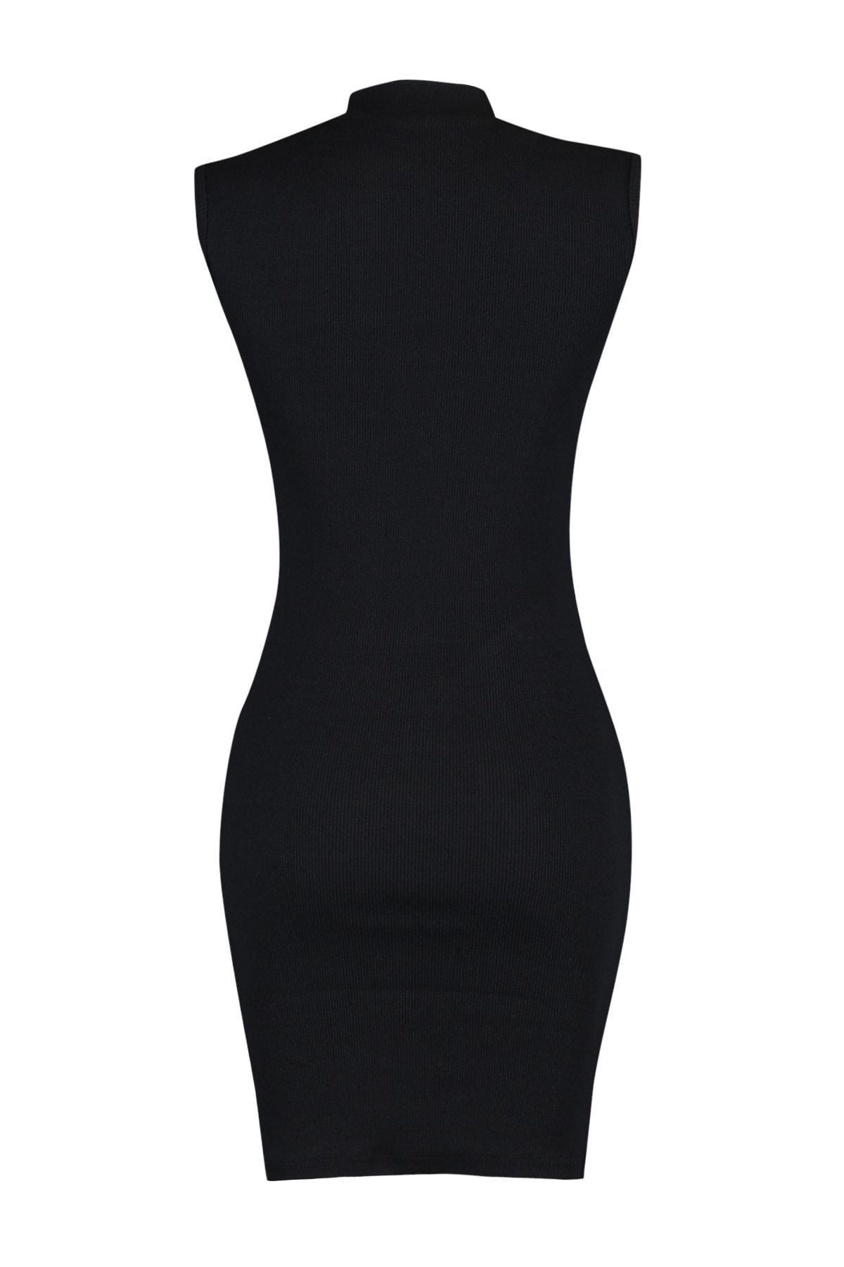 Black Crew Neck Bodycon Dress, , large image number 6