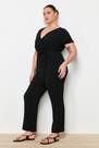 Trendyol - Black Double-Breasted Plus Size Jumpsuit