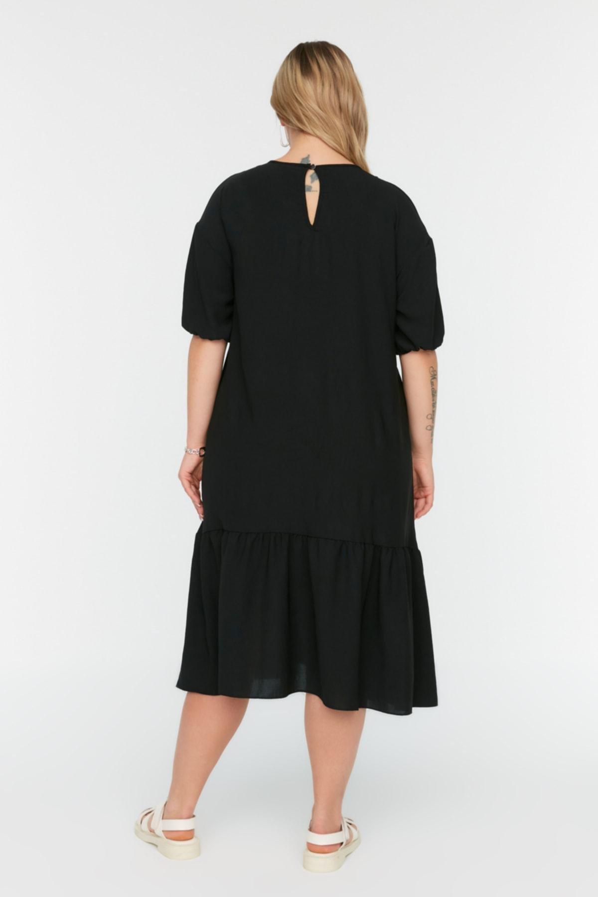Black Ruffle Hem Plus Size Dress, , large image number 4
