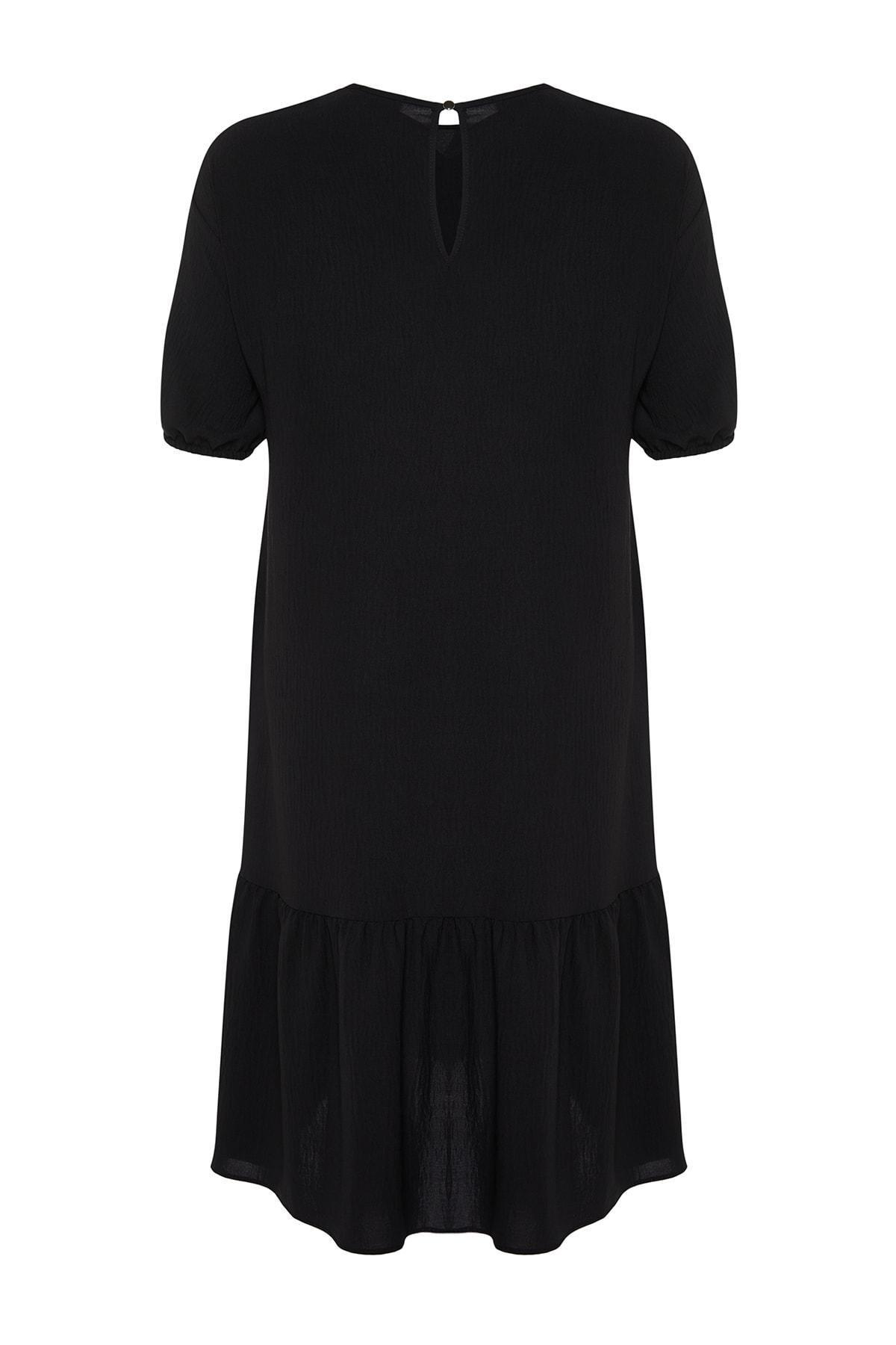 Black Ruffle Hem Plus Size Dress, , large image number 7