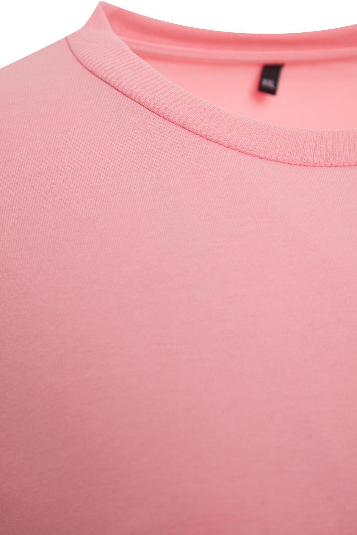 Trendyol - Pink Crew Neck Plus Size Sweatshirt