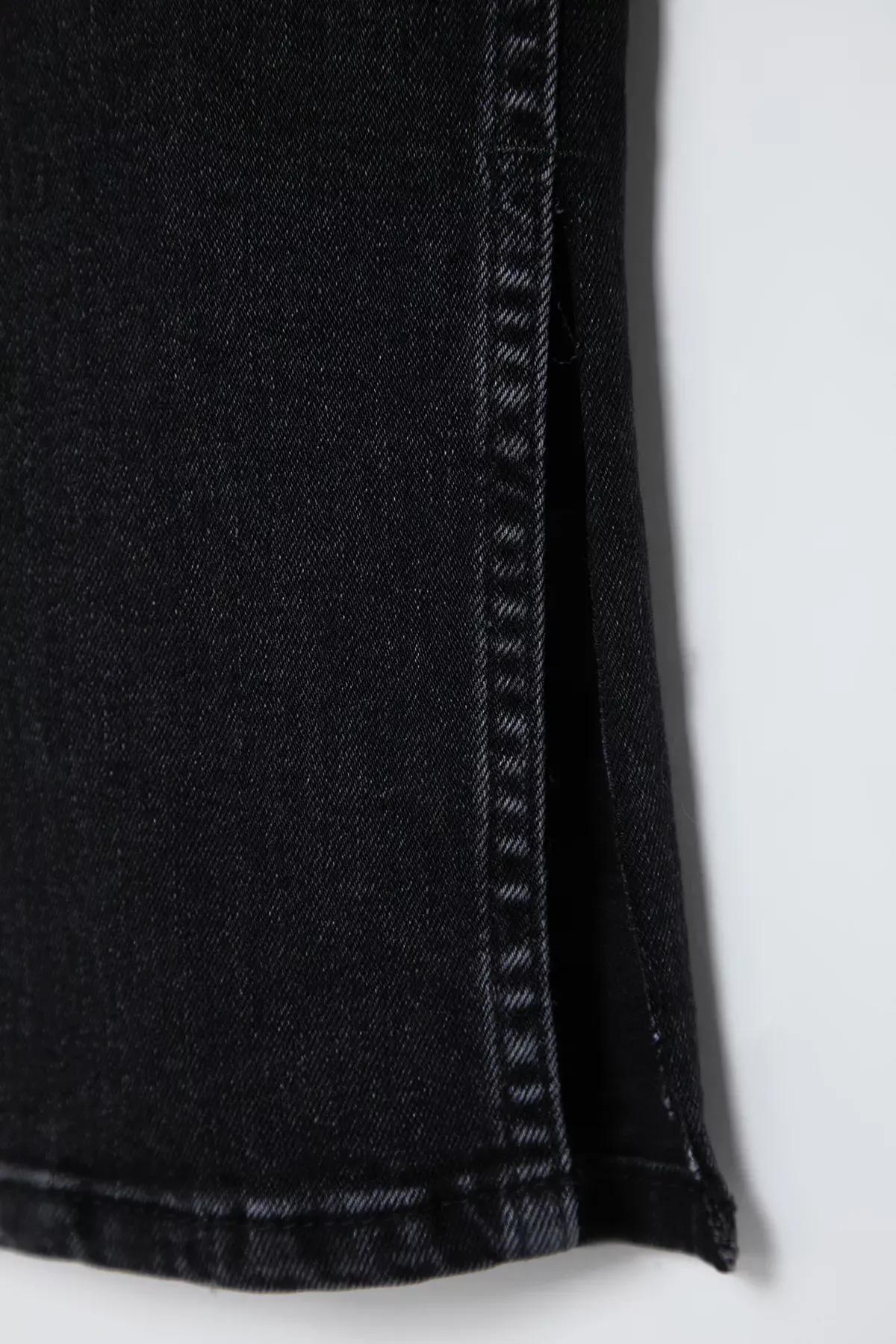 Black Slit Flare Jeans, BLACK, large image number 5