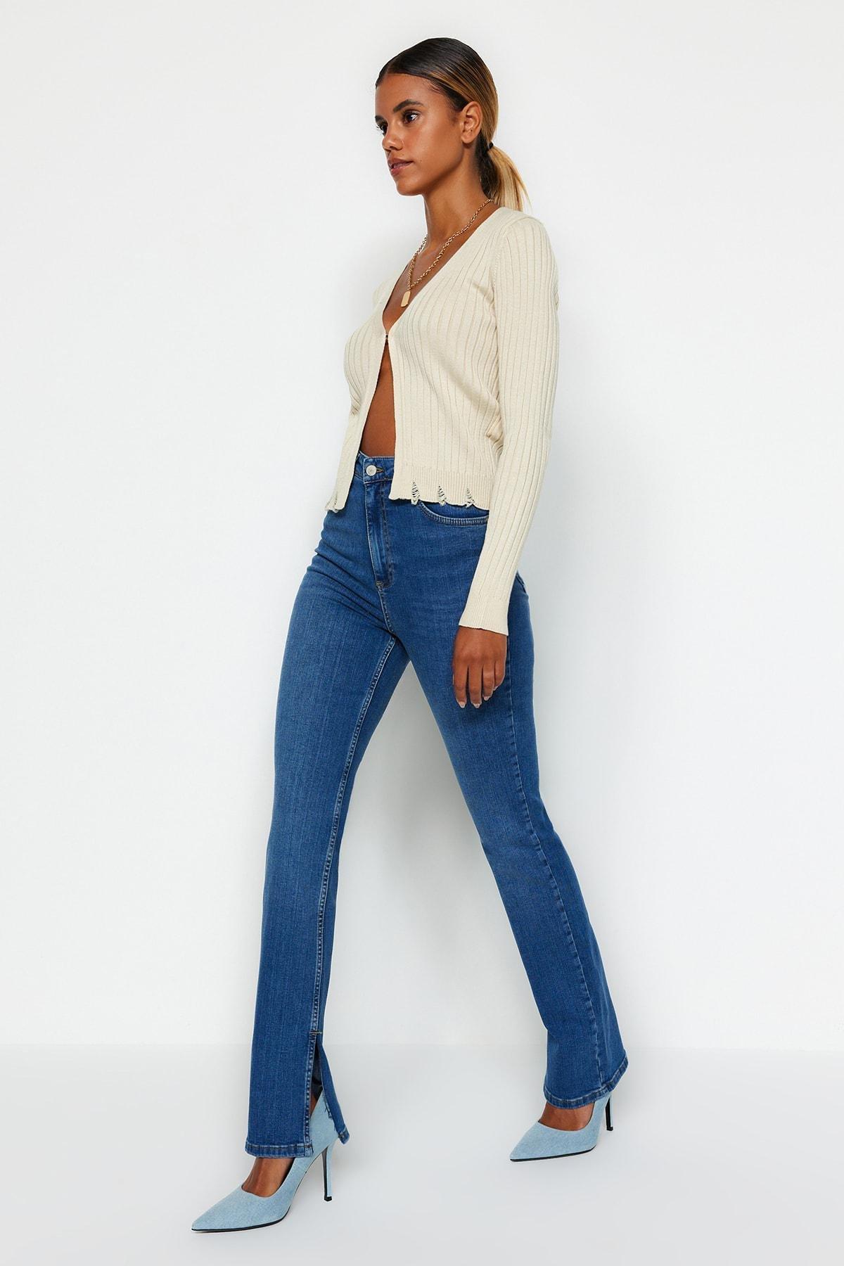 Blue Flare Slim Jeans, , large image number 2