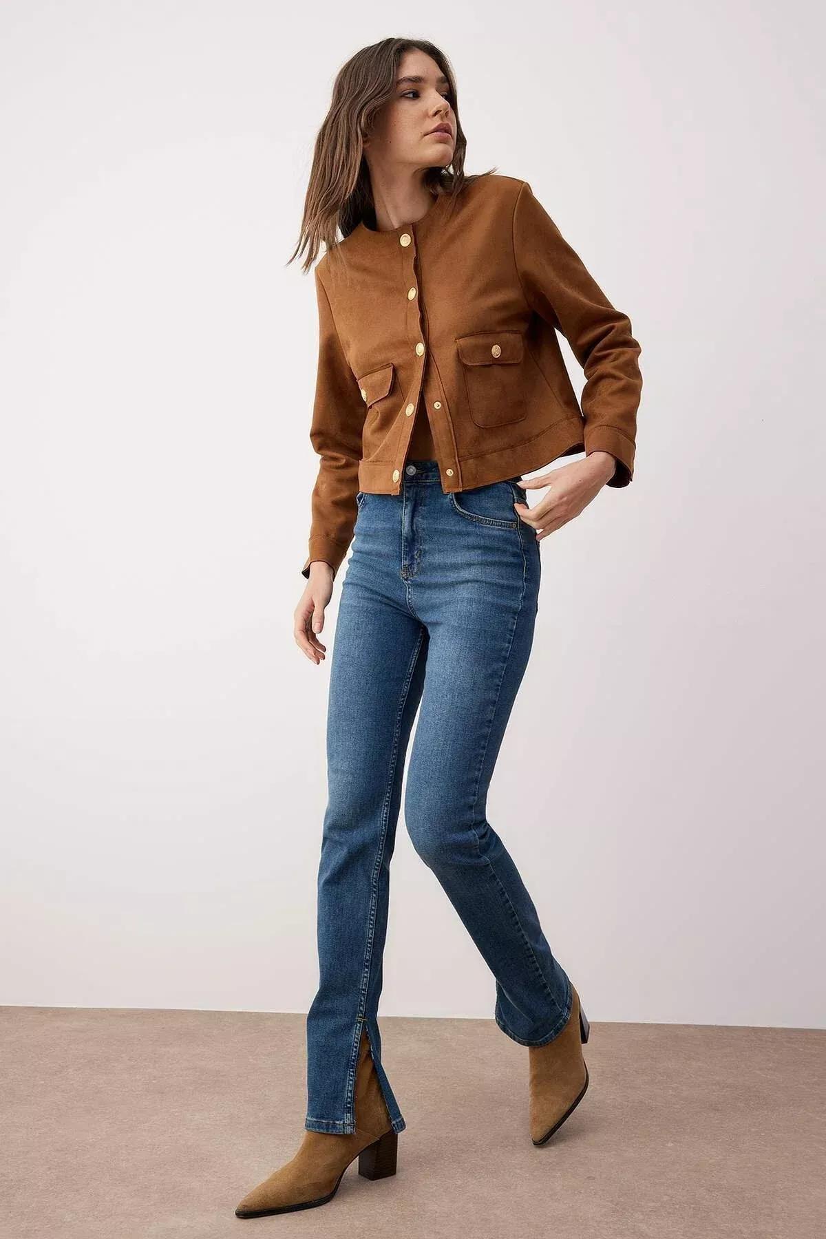 Blue Flare Slim Jeans, Blue, medium