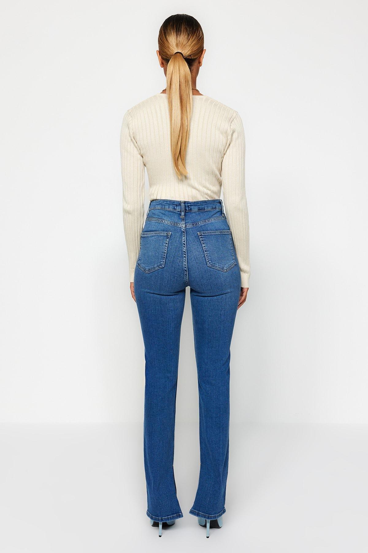 Blue Flare Slim Jeans, , large image number 6