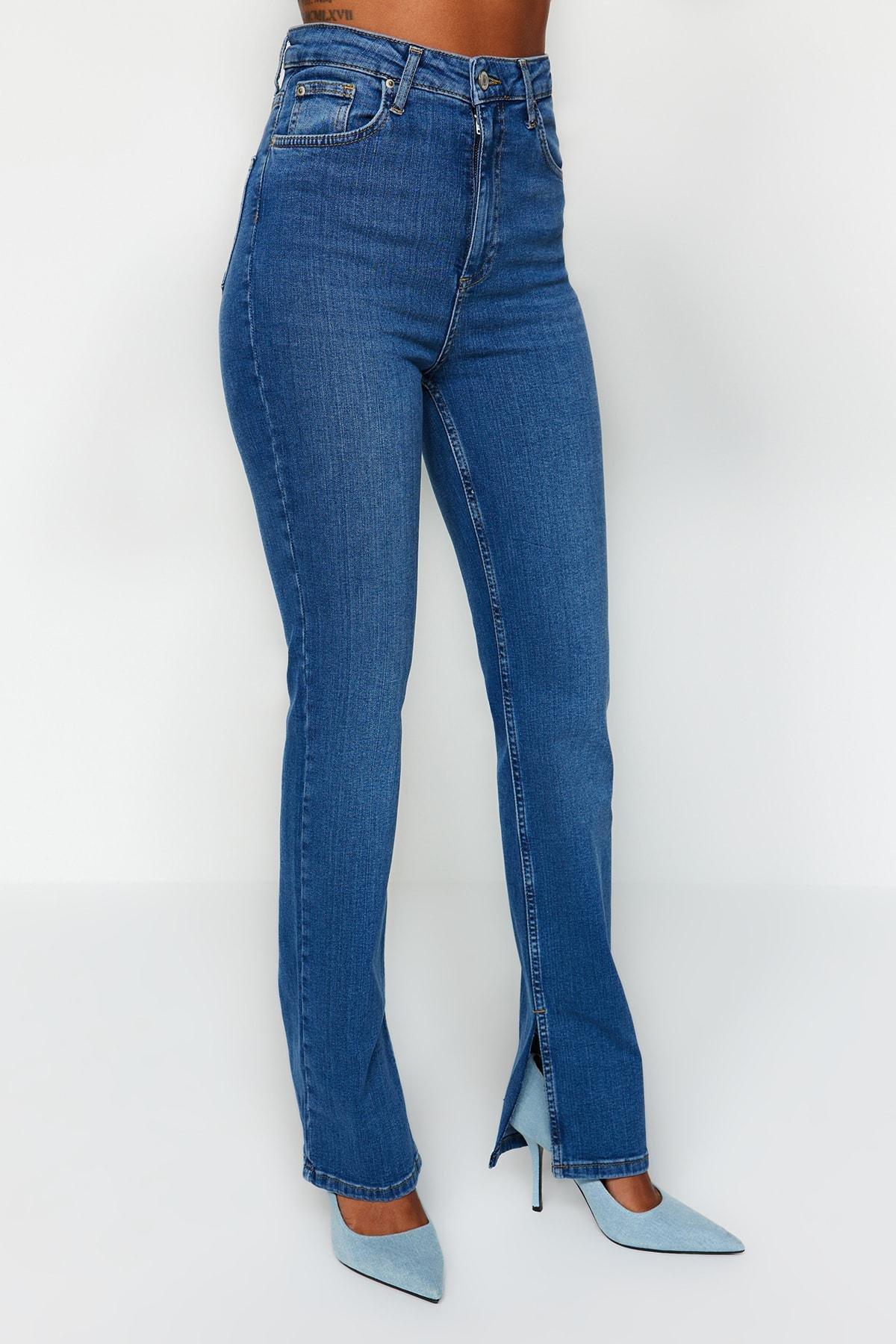 Blue Flare Slim Jeans, Blue, large image number 7
