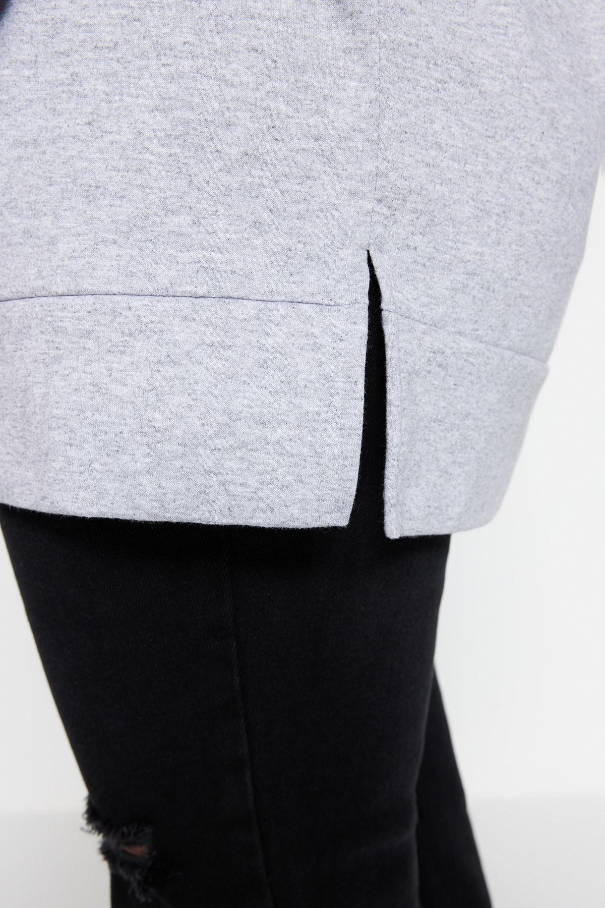 Grey Crew Neck Plus Size Sweatshirt, , large image number 3