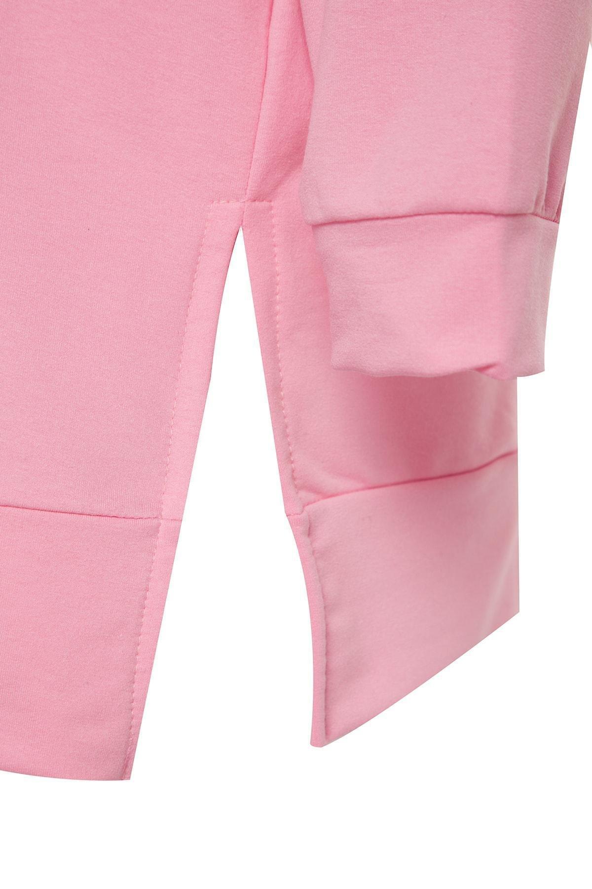 Pink Crew Neck Plus Size Sweatshirt, Pink, large image number 5