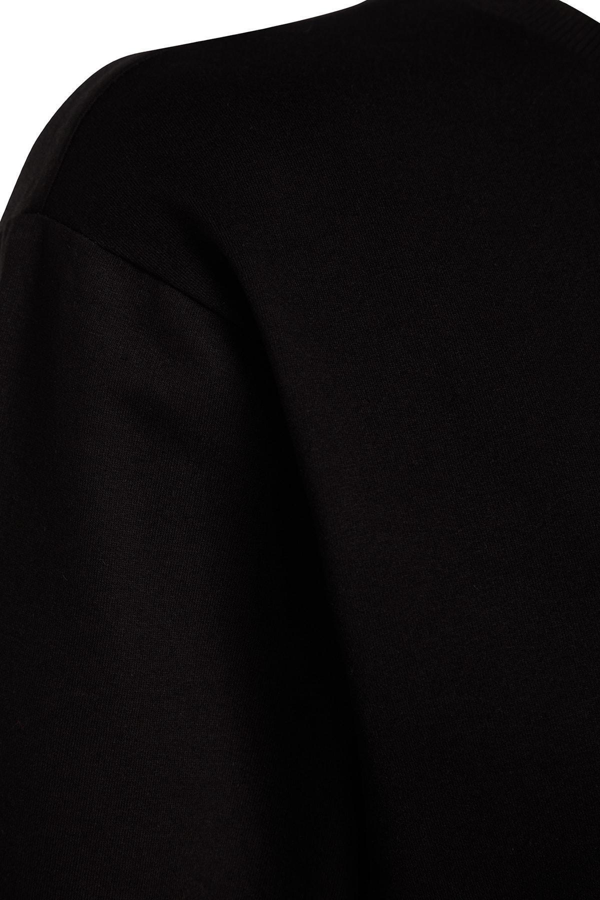 Black Crew Neck Plus Size Sweatshirt, , large image number 5