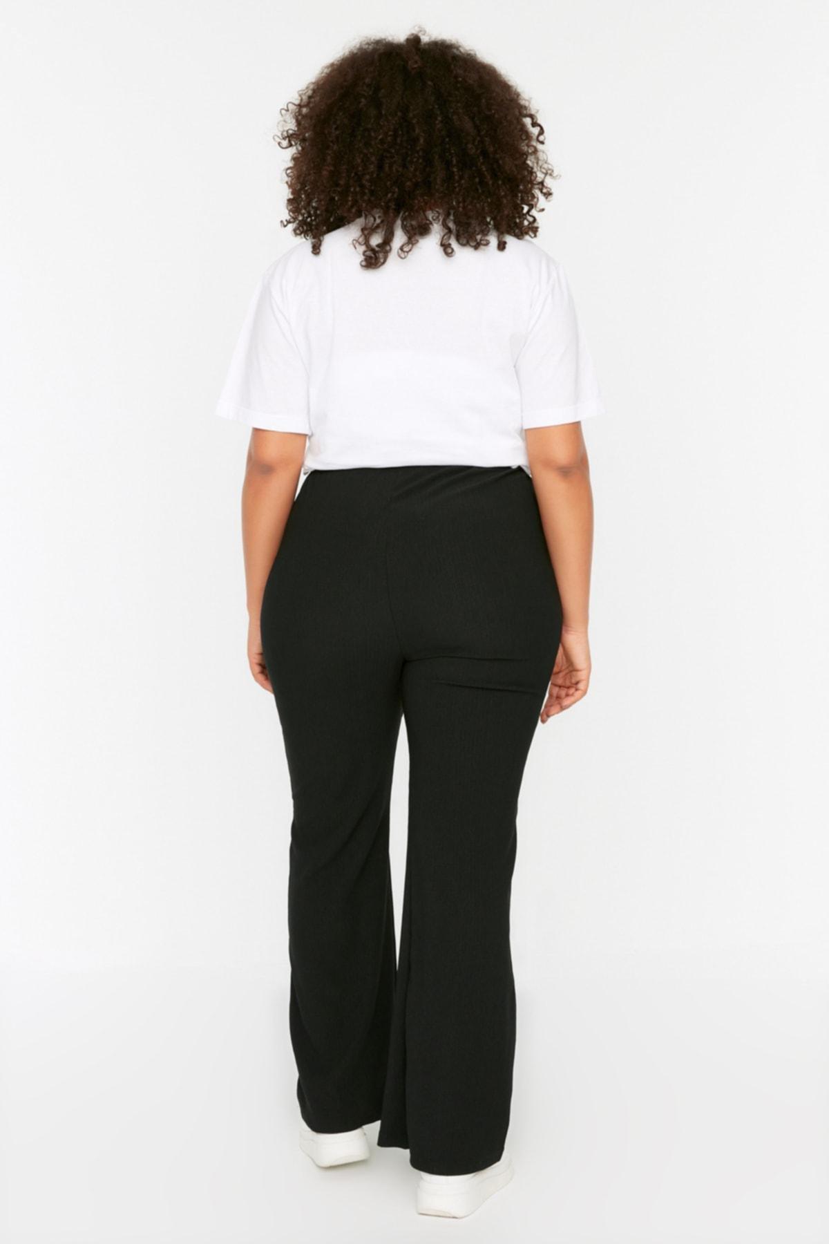 Black Slim Plus Size Pants, , large image number 4
