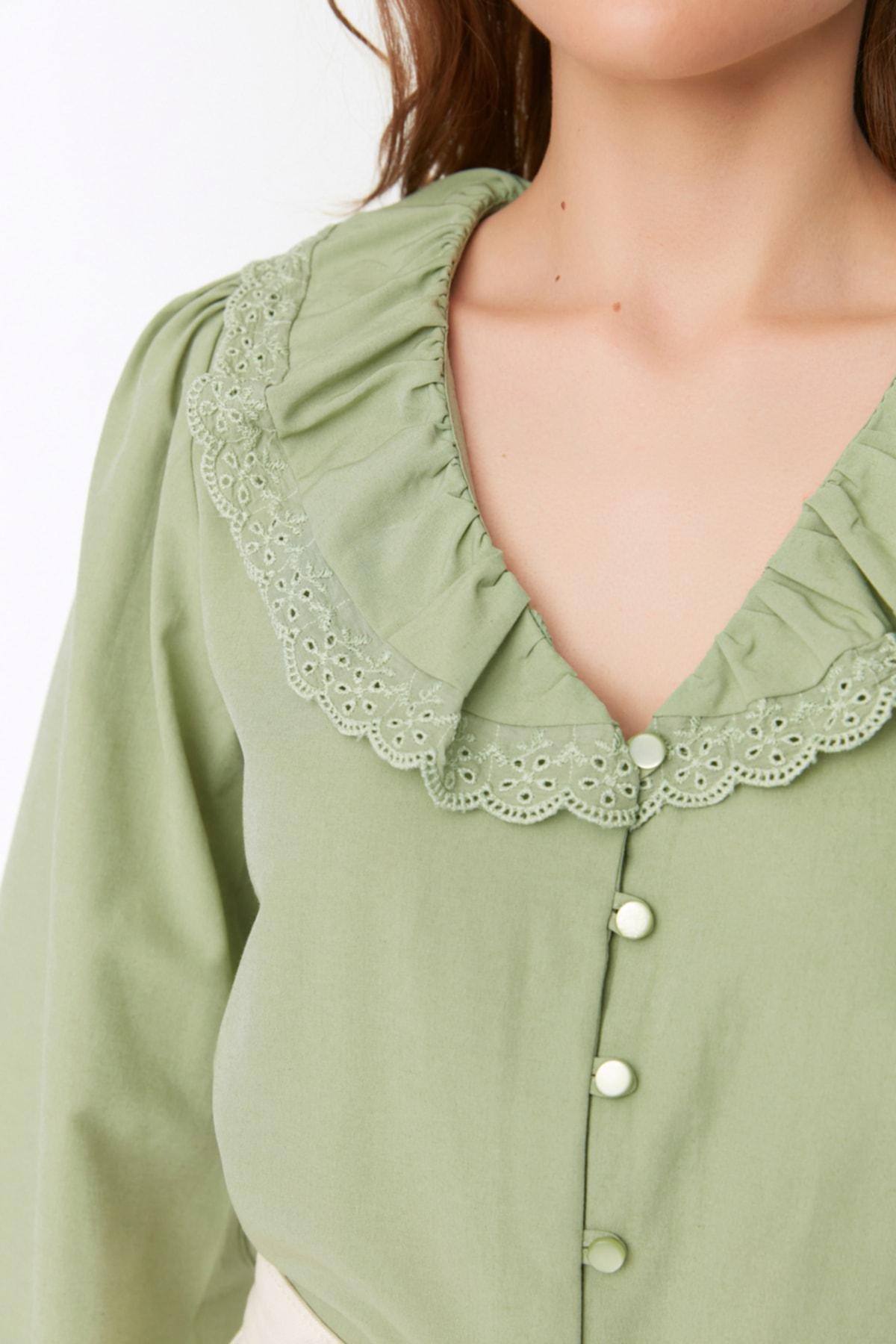 Green V-Neck Shirt, Green, large image number 6