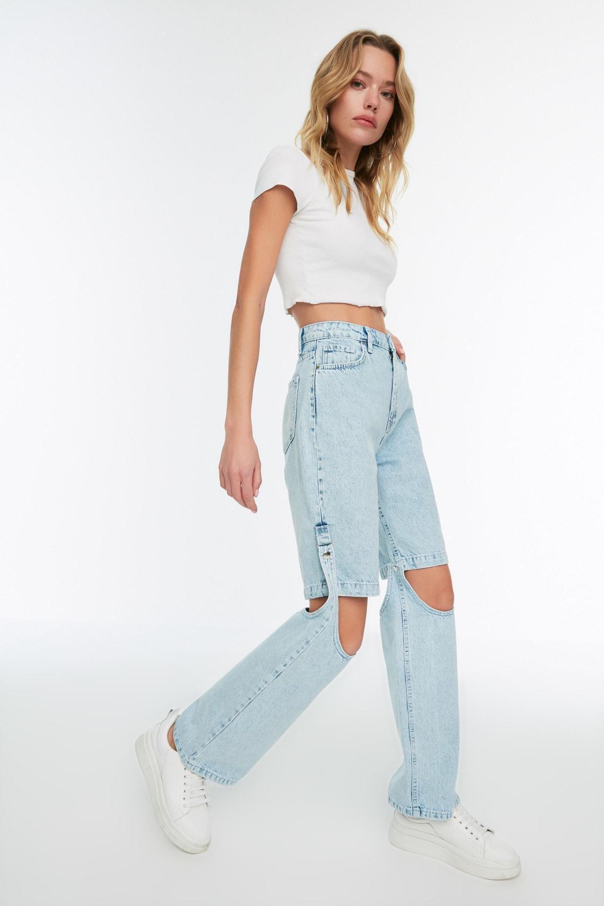 Trendyol - Navy Wide Leg Jeans