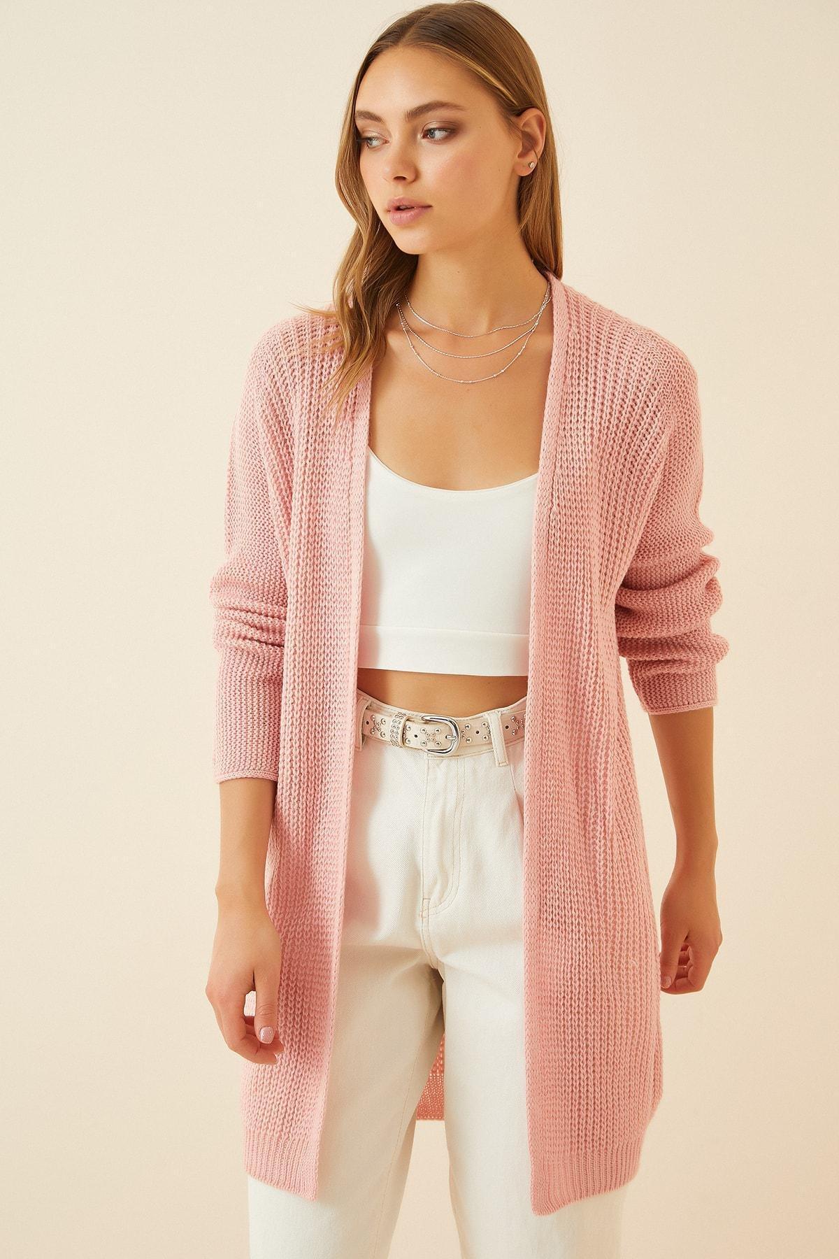 Pink V-Neck Cardigan, Pink, large image number 0