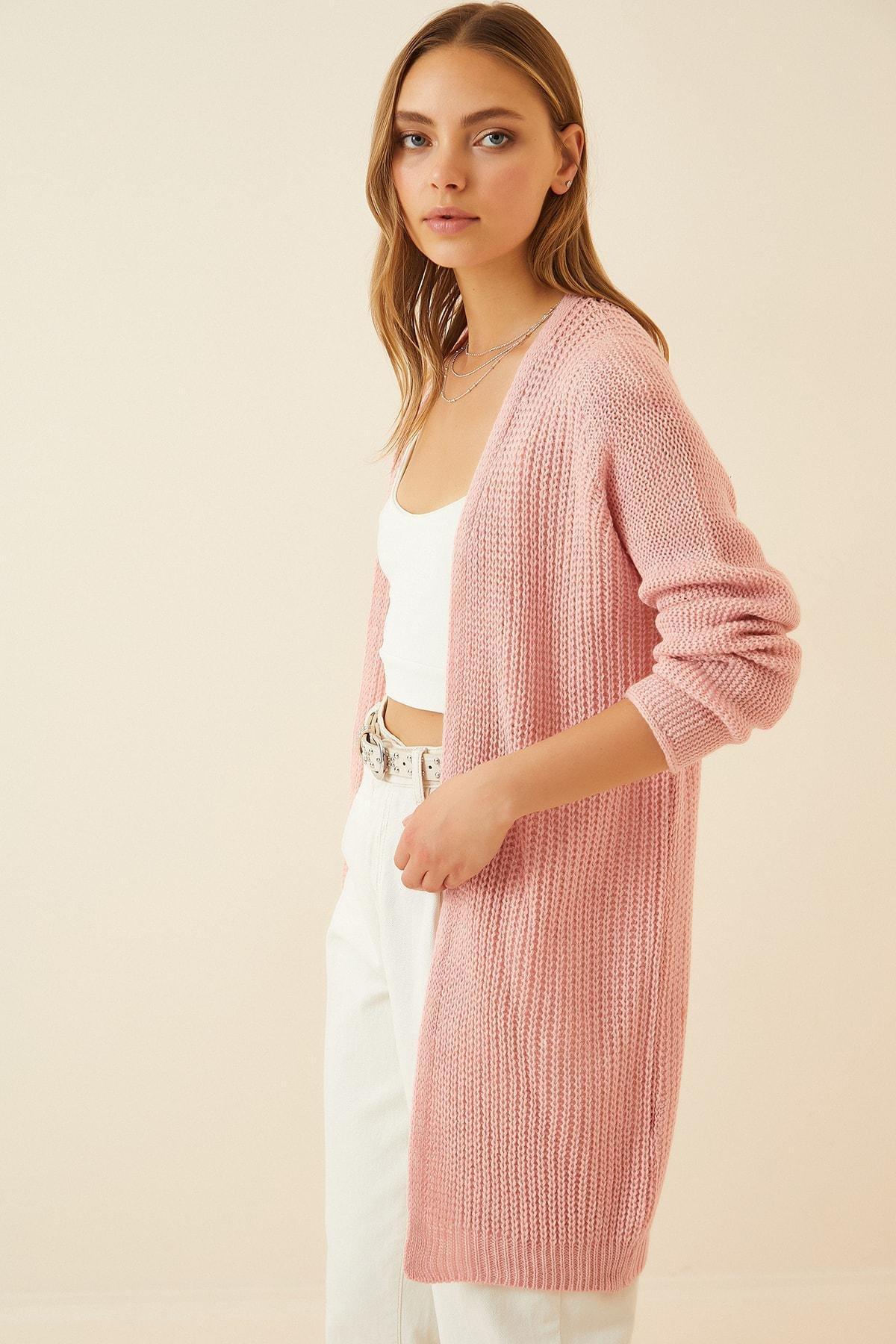 Pink V-Neck Cardigan, Pink, large image number 1