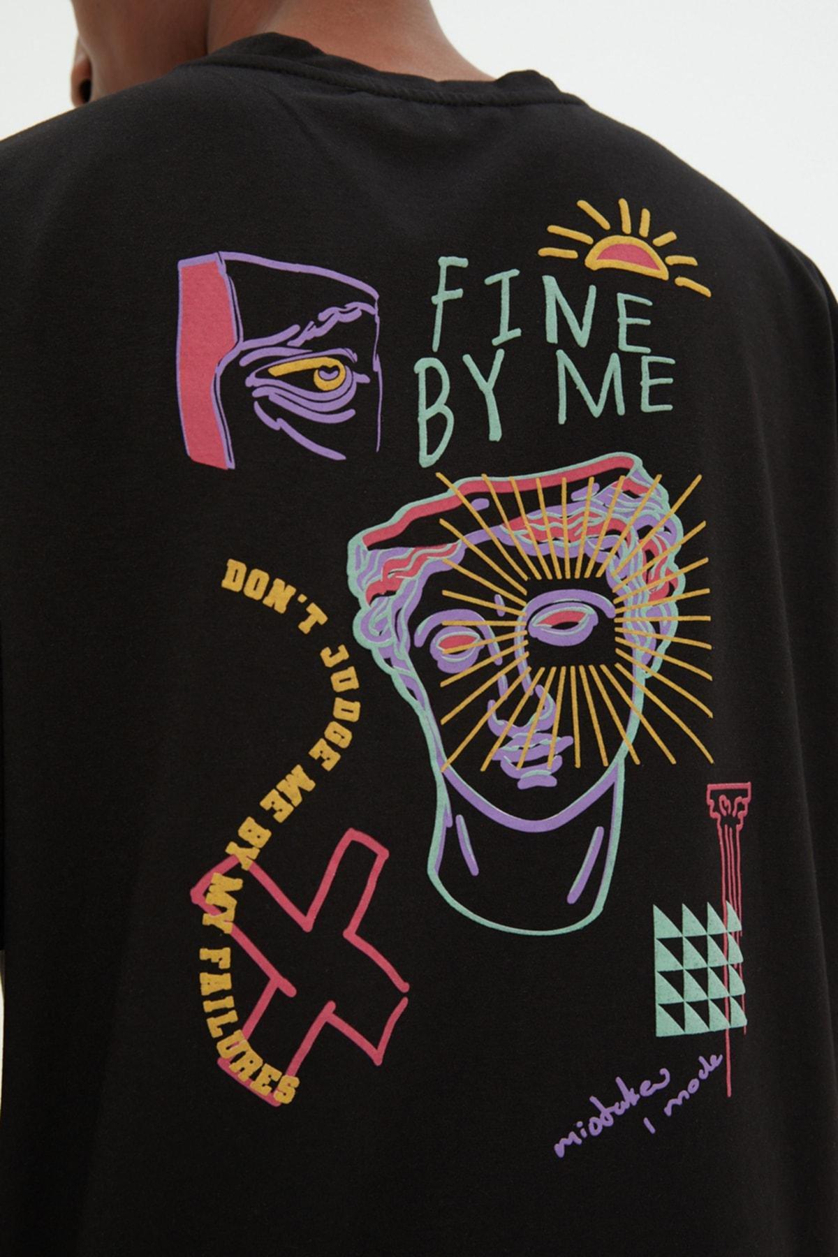 Black Relaxed Crew Neck Tshirt, , large image number 3
