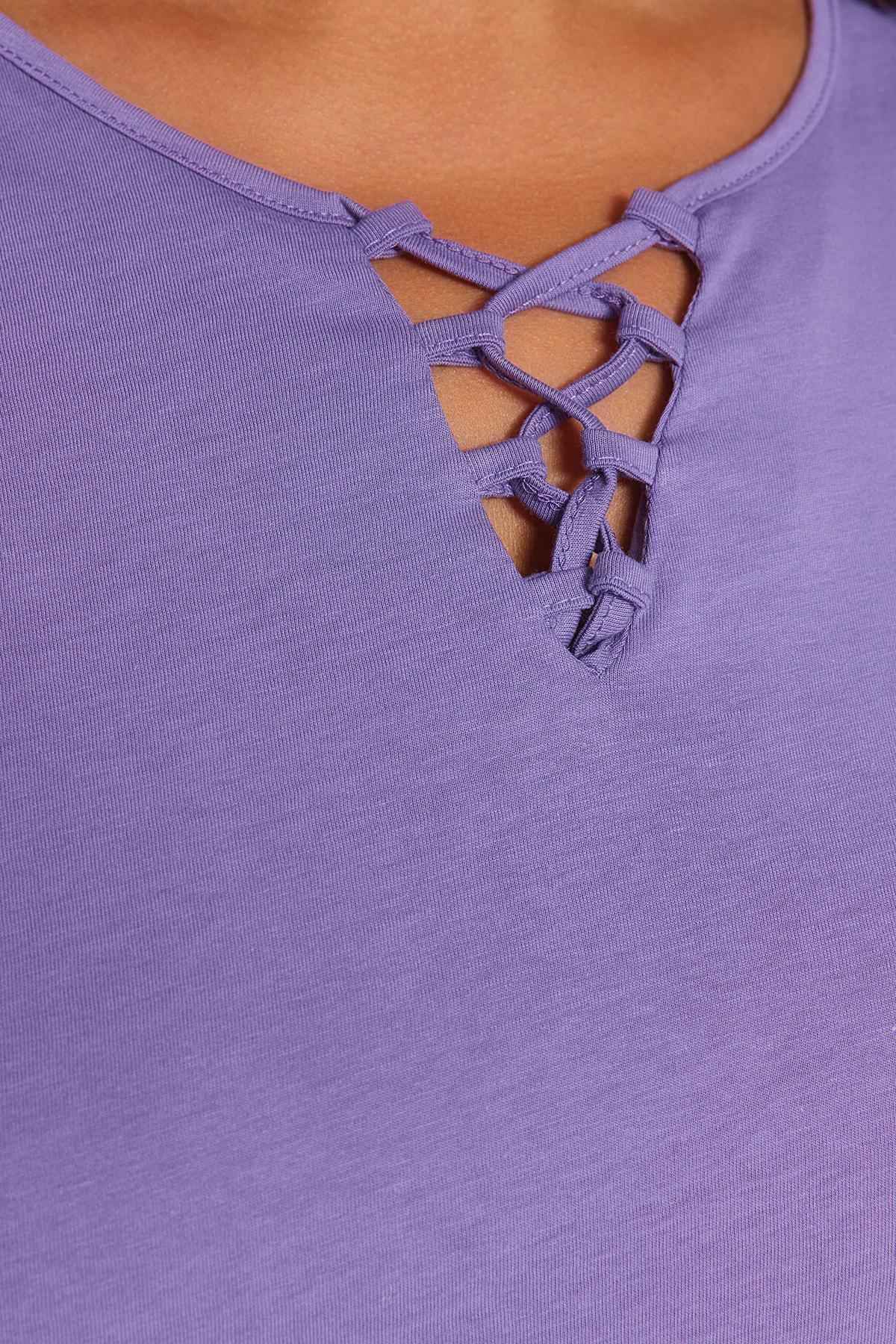 Purple Crew Neck Plus Size T-Shirt, Purple, large image number 3