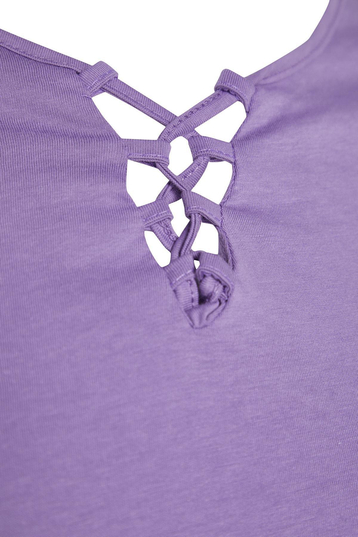 Purple Crew Neck Plus Size T-Shirt, , large image number 5