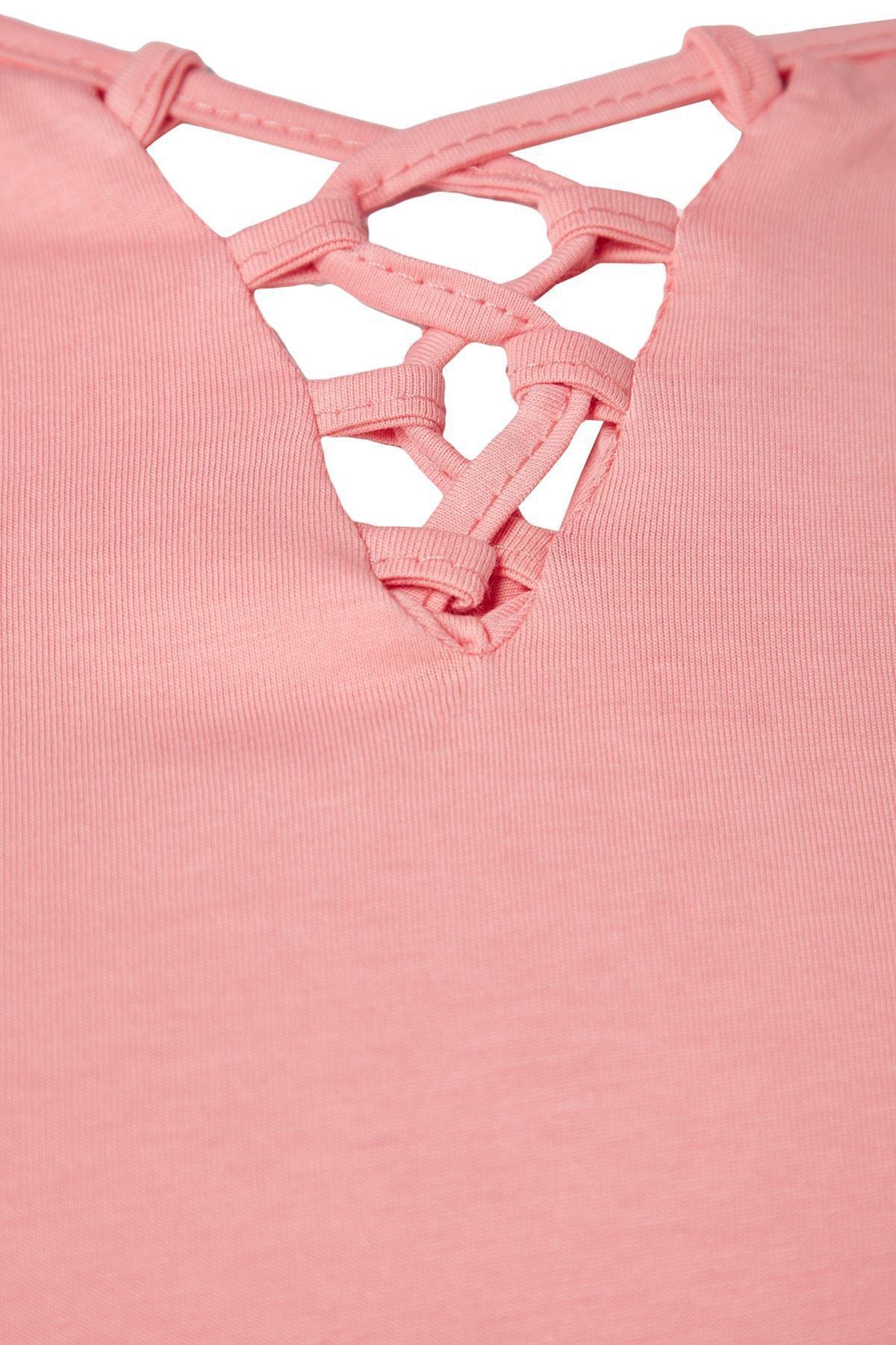 Pink V-Neck Plus Size T-Shirt, , large image number 10