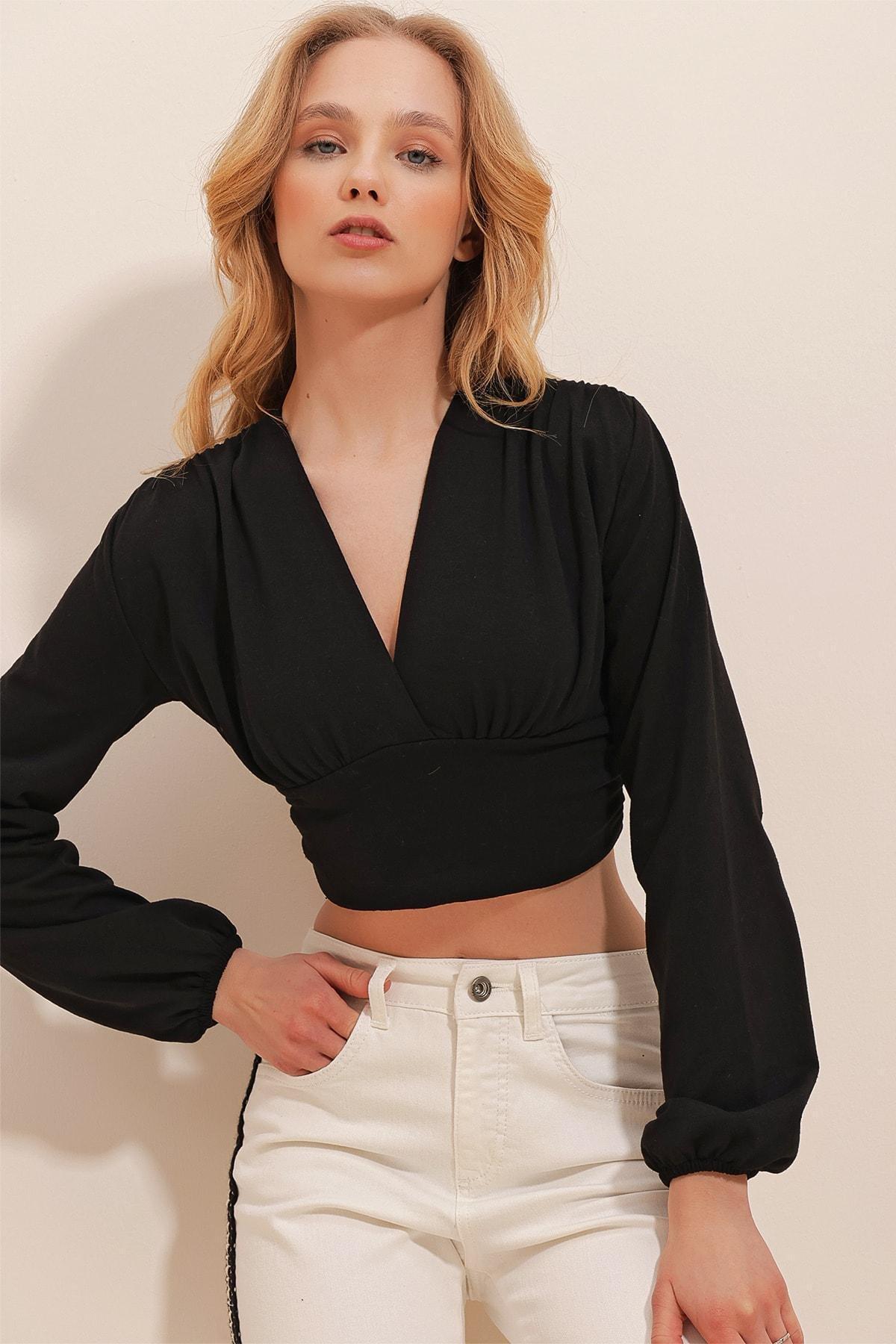 Black Cache-Coeur Blouse, , large image number 1