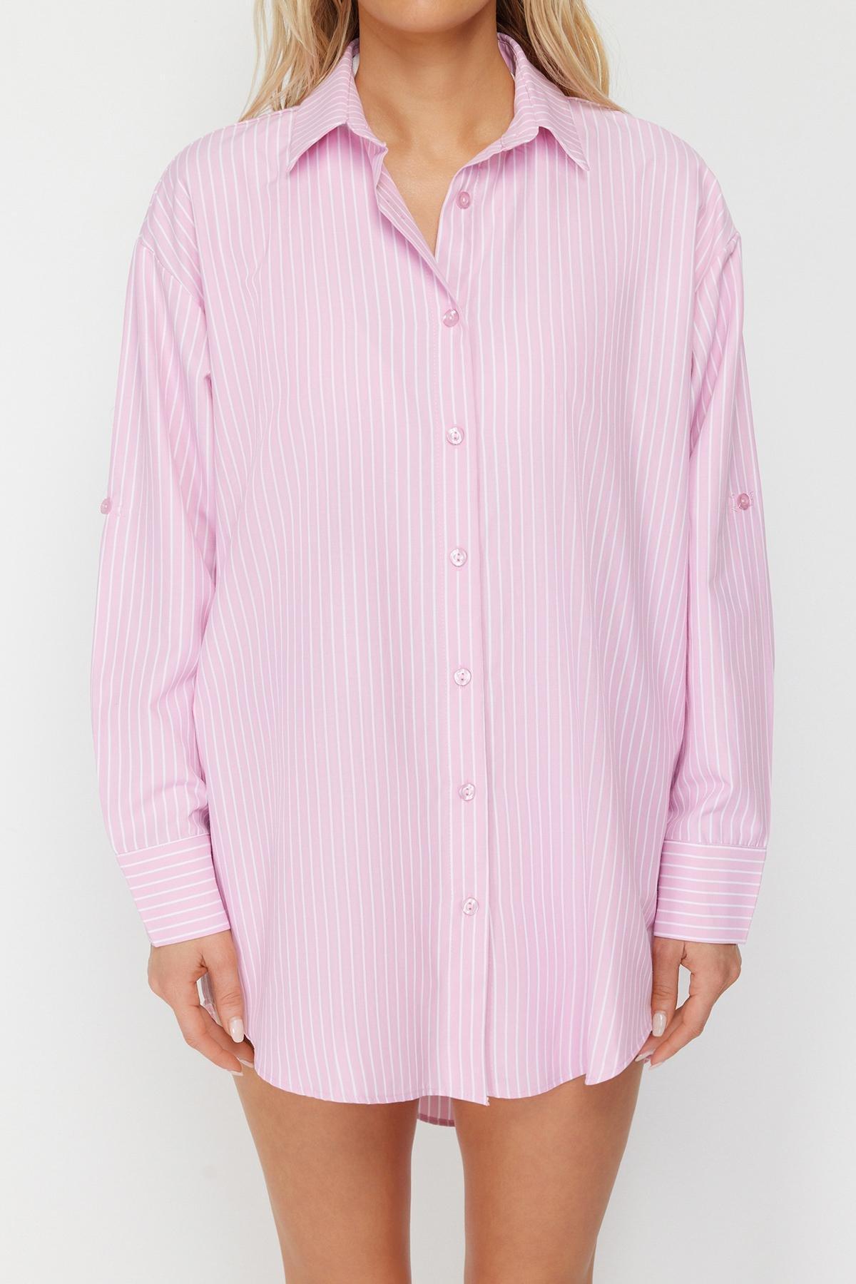 Pink Striped Woven Shirt, , large image number 3