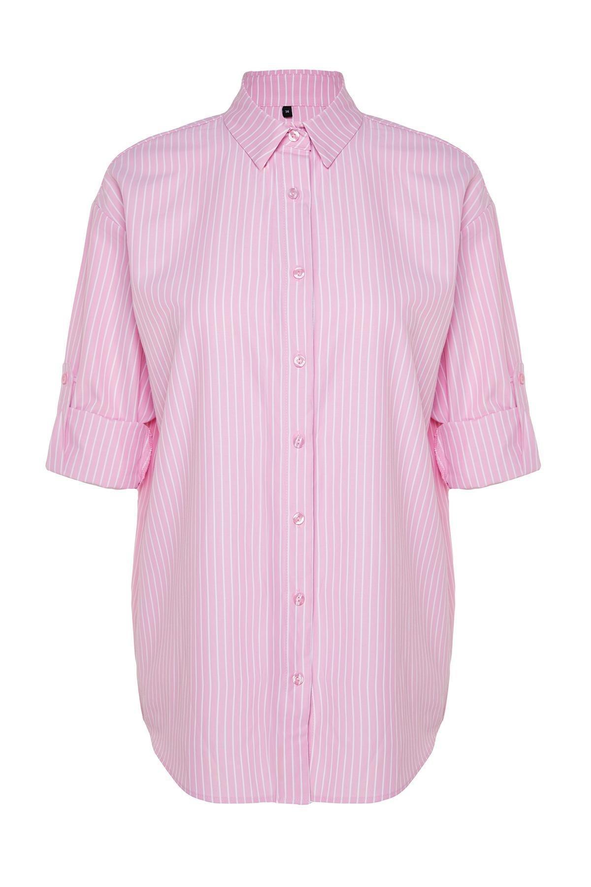 Pink Striped Woven Shirt, , large image number 6