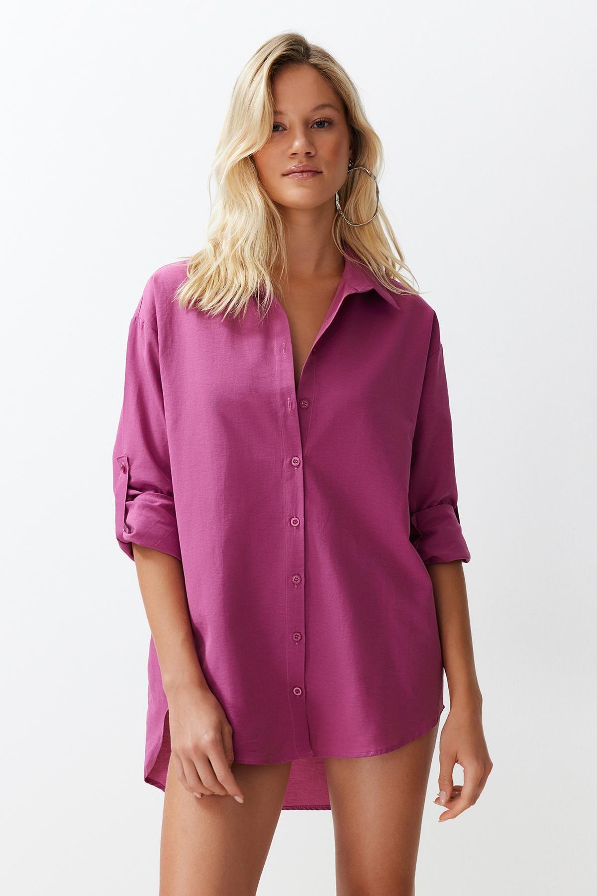 Purple Relaxed Long Sleeve Shirt, C101_6095, large image number 0
