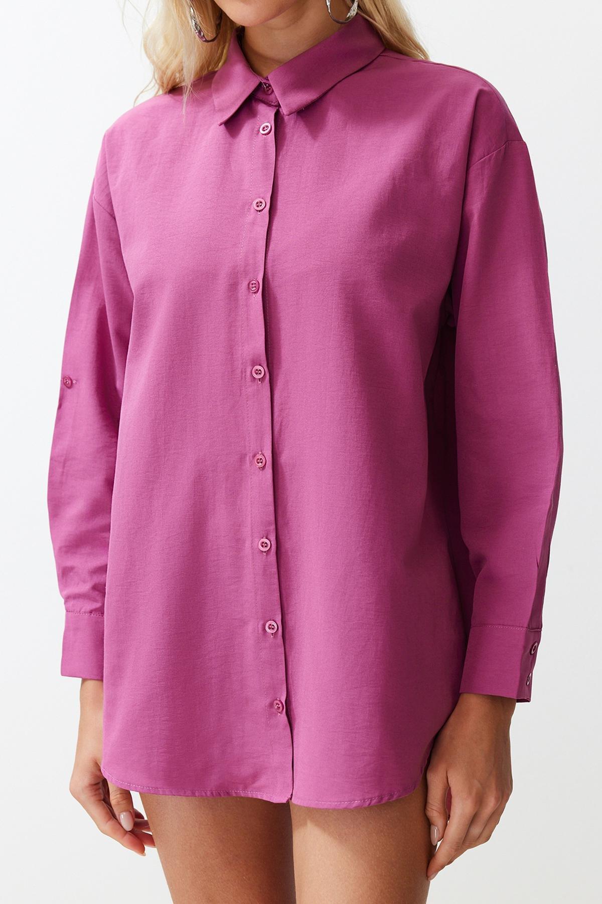 Purple Relaxed Long Sleeve Shirt, C101_6095, large image number 3