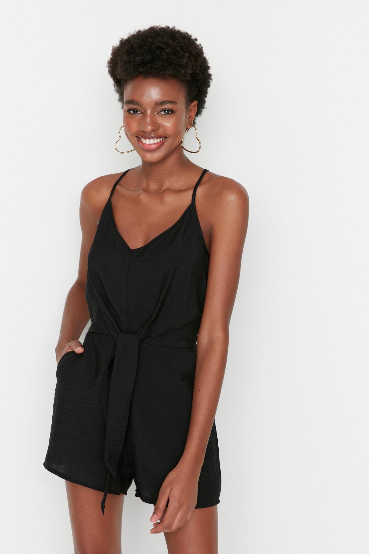 Black Regular Mini Jumpsuit, , large image number 1