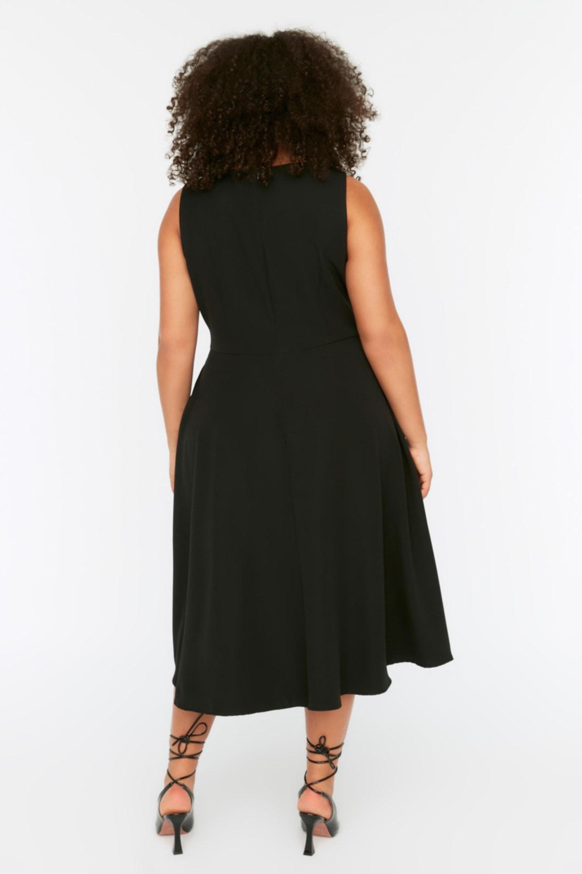 Black A-Line Plus Size Dress, , large image number 4