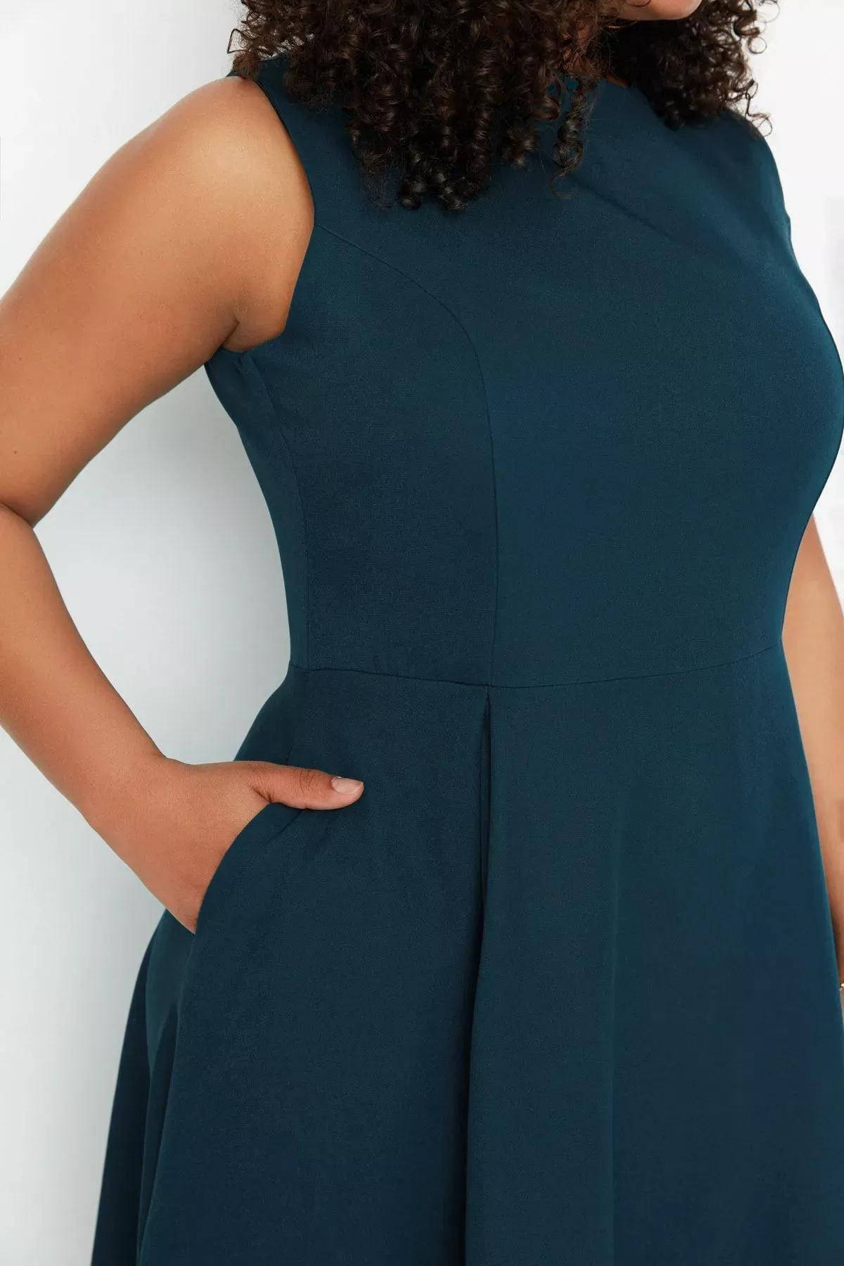 Green A-Line Plus Size Dress, Green, large image number 1